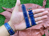 Blue White Stiching Alligator Leather Watch Band For Apple Watch