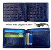 Load image into Gallery viewer, Blue Double Side Alligator Hornback Leather Bifold Wallet For Men RFID Blocking | VINAM-106