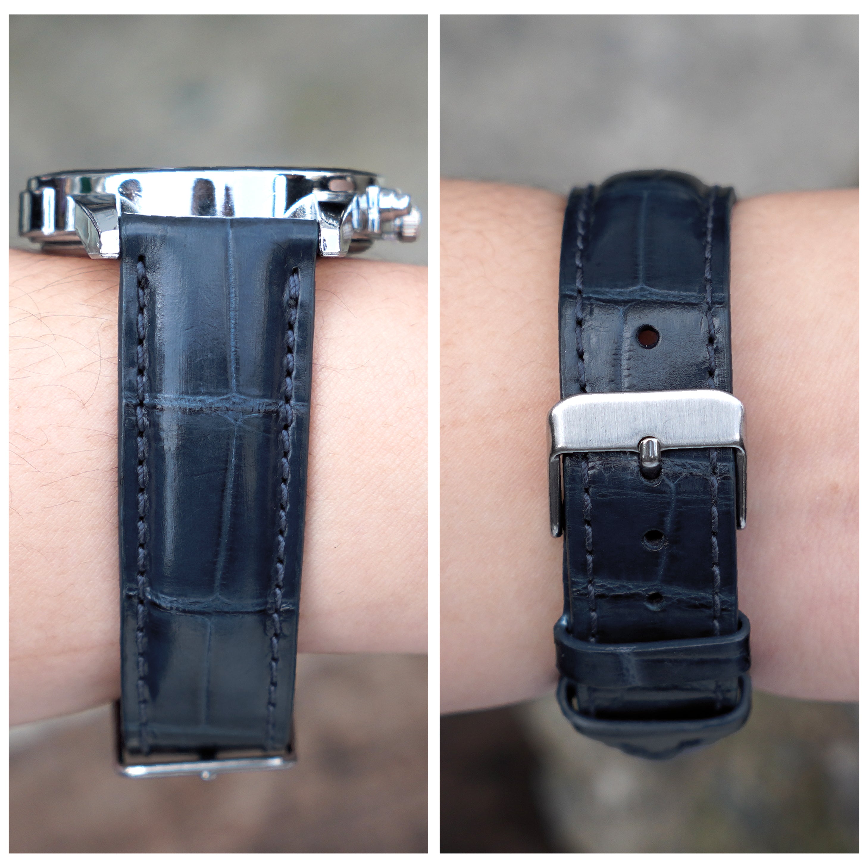 Navy Blue Alligator Leather Watch Strap