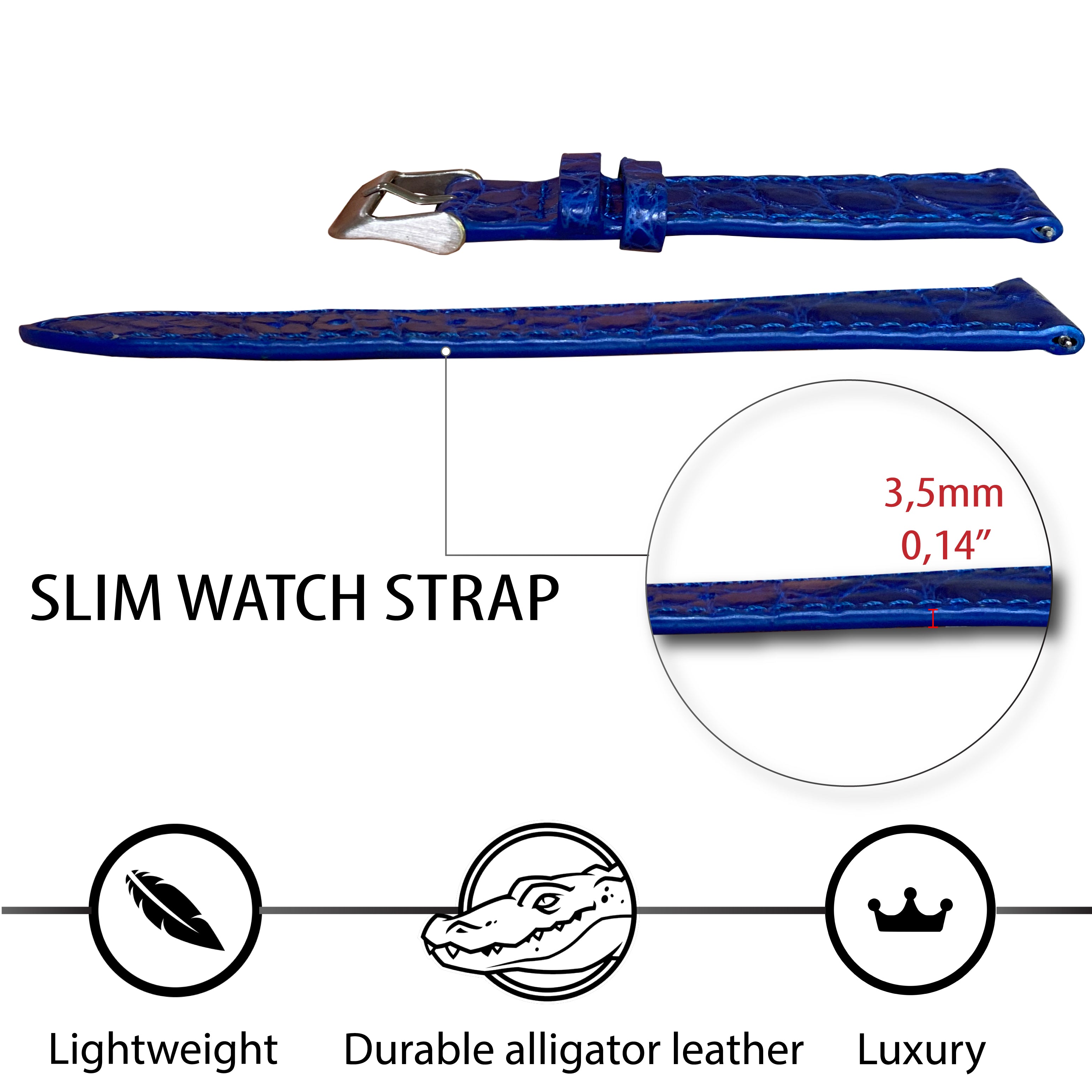 blue flat leather watch band
