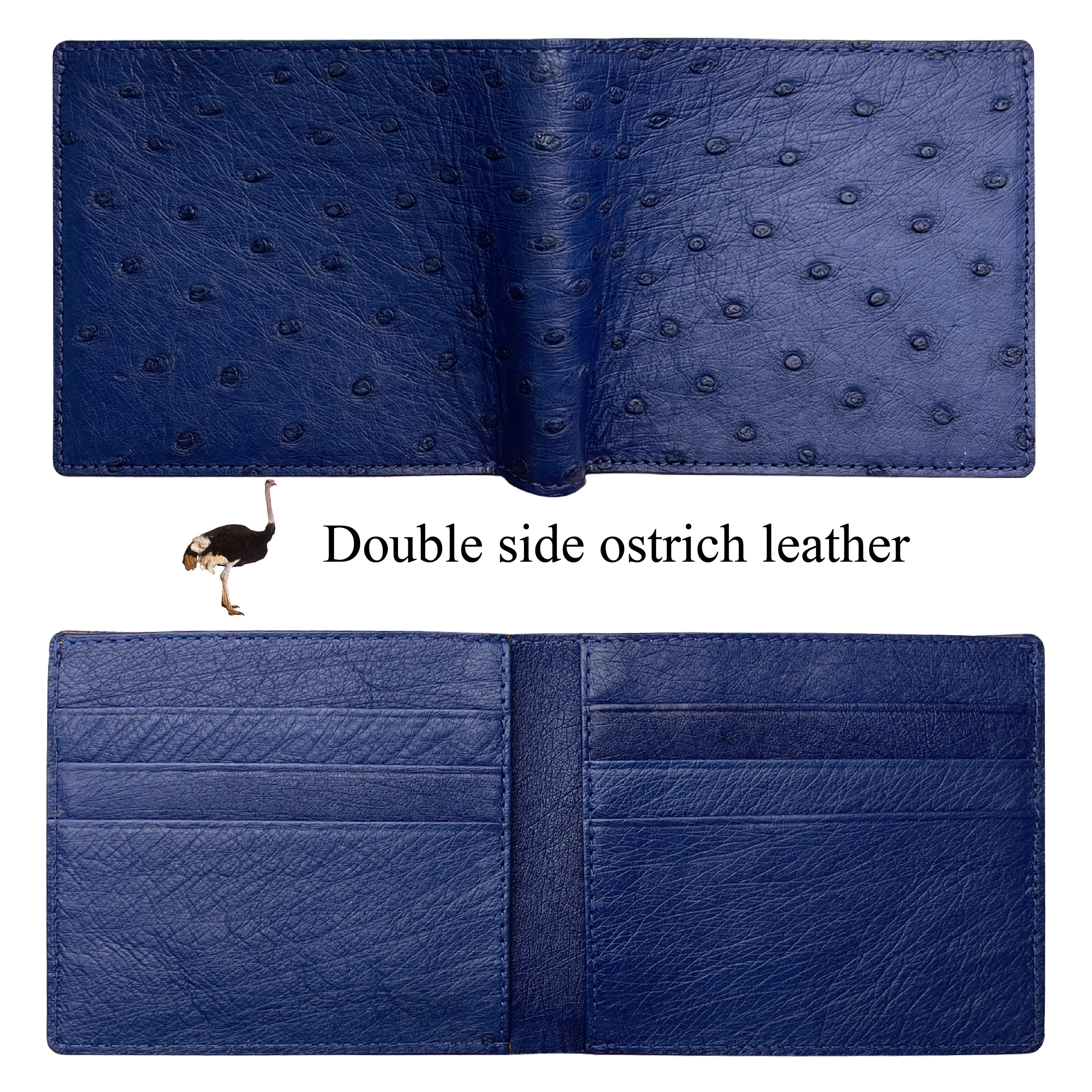 Blue Ostrich Leather Wallet for Men | VINAMOS-04