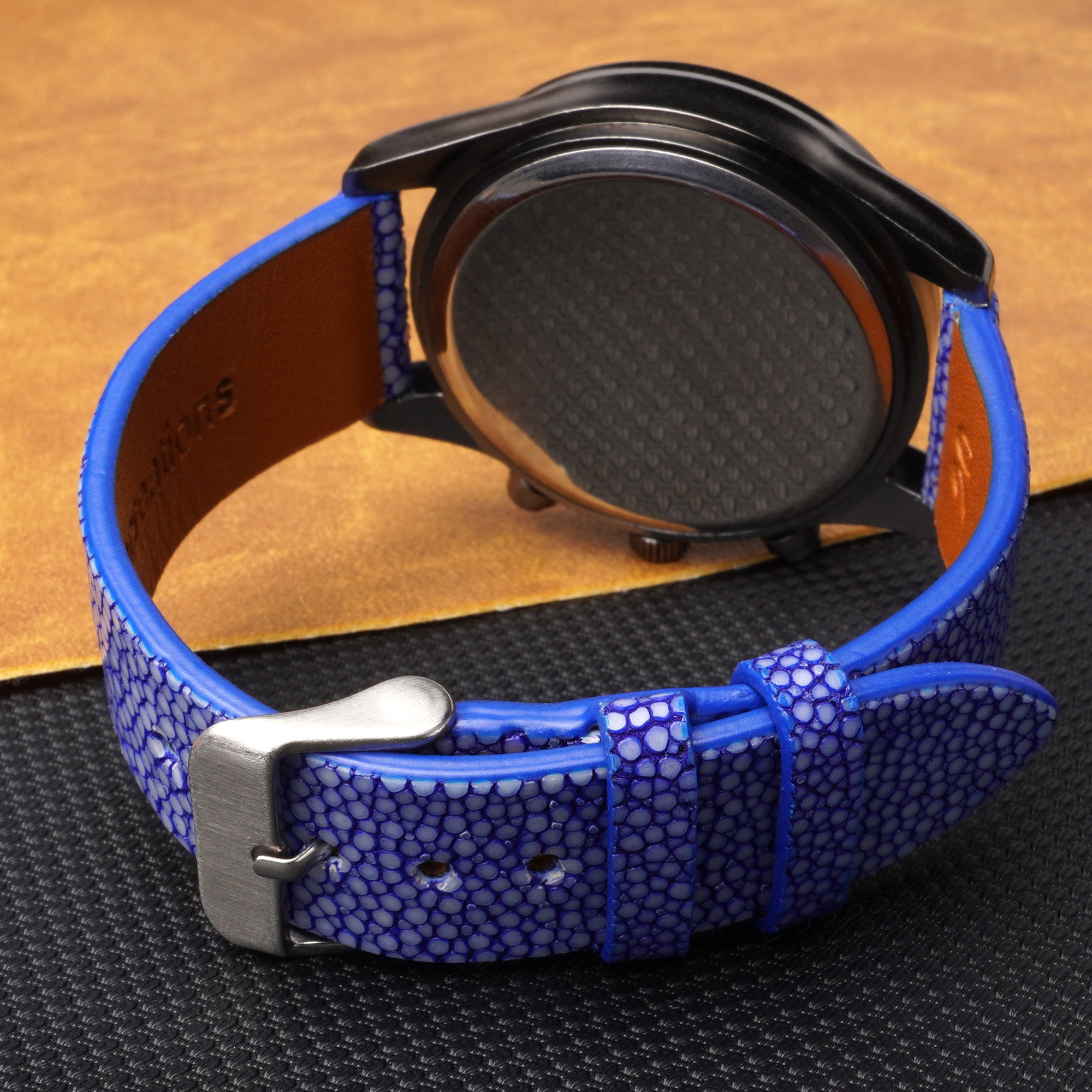 Flat Blue Stingray Leather Watch Band