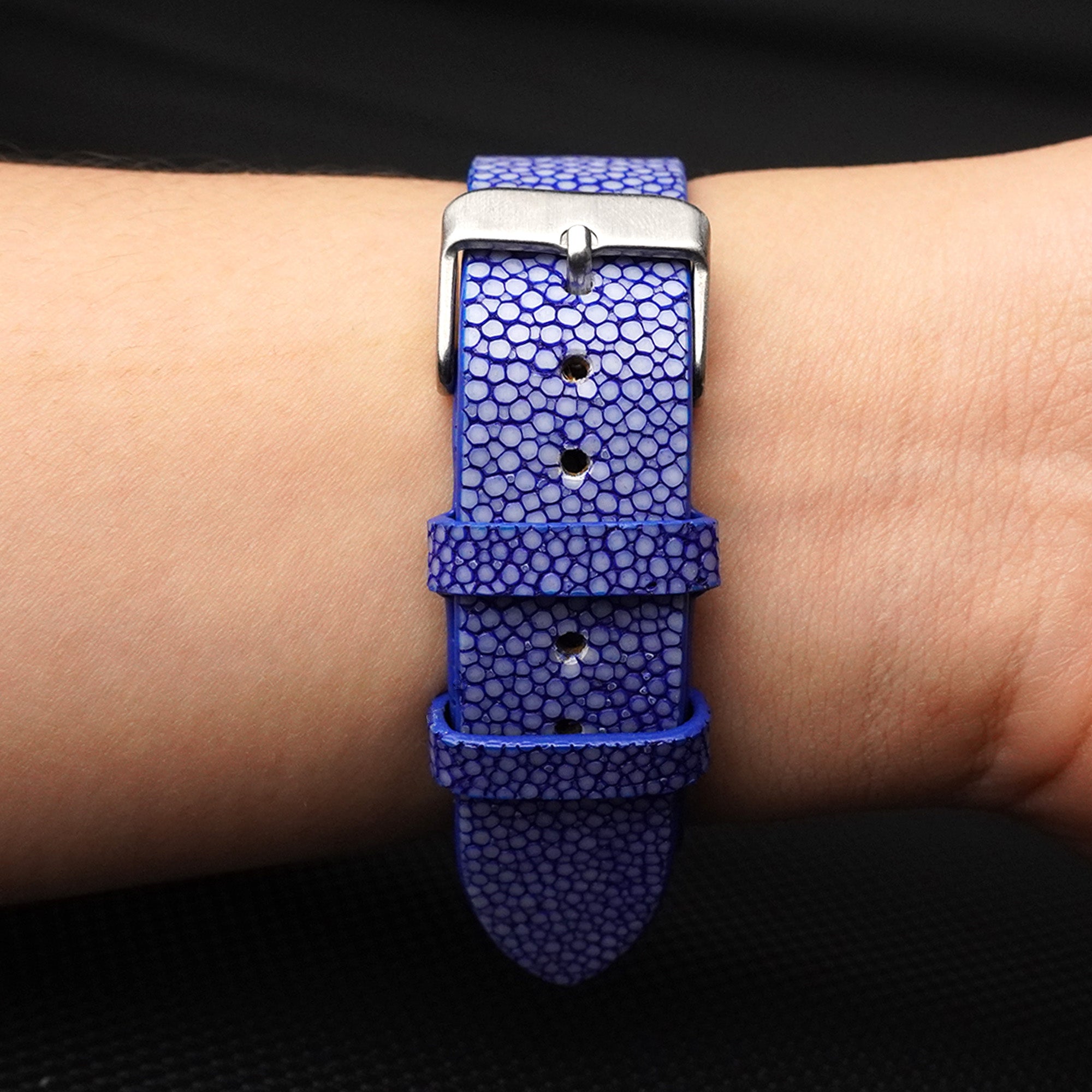 Flat Blue Stingray Leather Watch Band
