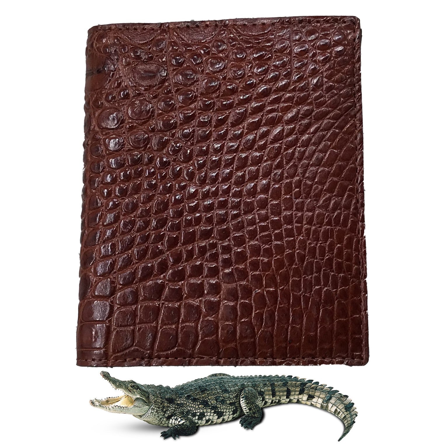 Brown Alligator Skin Bifold Vertical Wallet For Men | Handmade Crocodile Leather Wallet RFID Blocking | VL5687 - Vinacreations