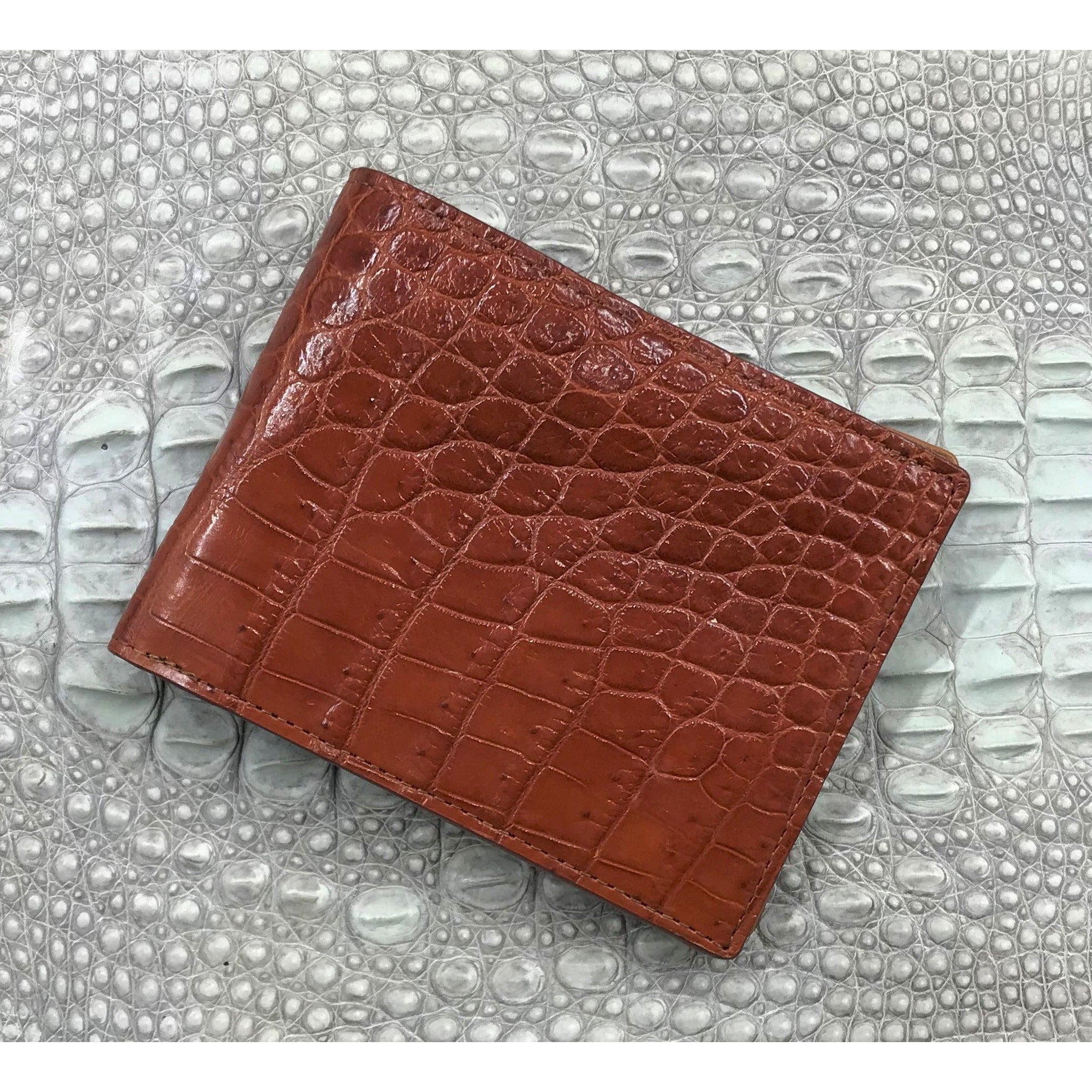 Brown Alligator Skin Bifold Wallet For Men | Handmade Crocodile Leather Wallet RFID Blocking | VL5546 - Vinacreations