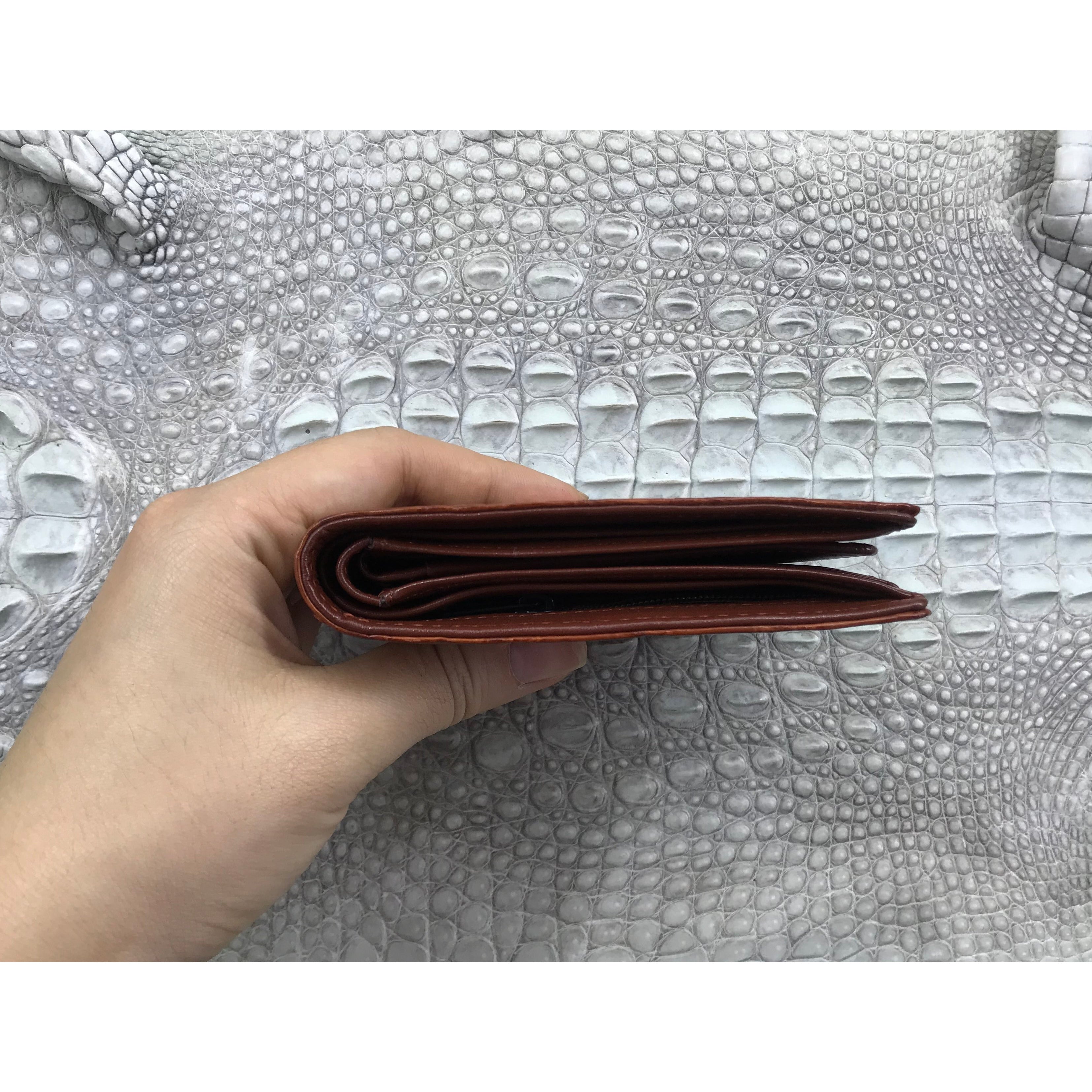 Brown Alligator Skin Bifold Wallet For Men | Handmade Crocodile Leather Wallet RFID Blocking | VL5557 - Vinacreations