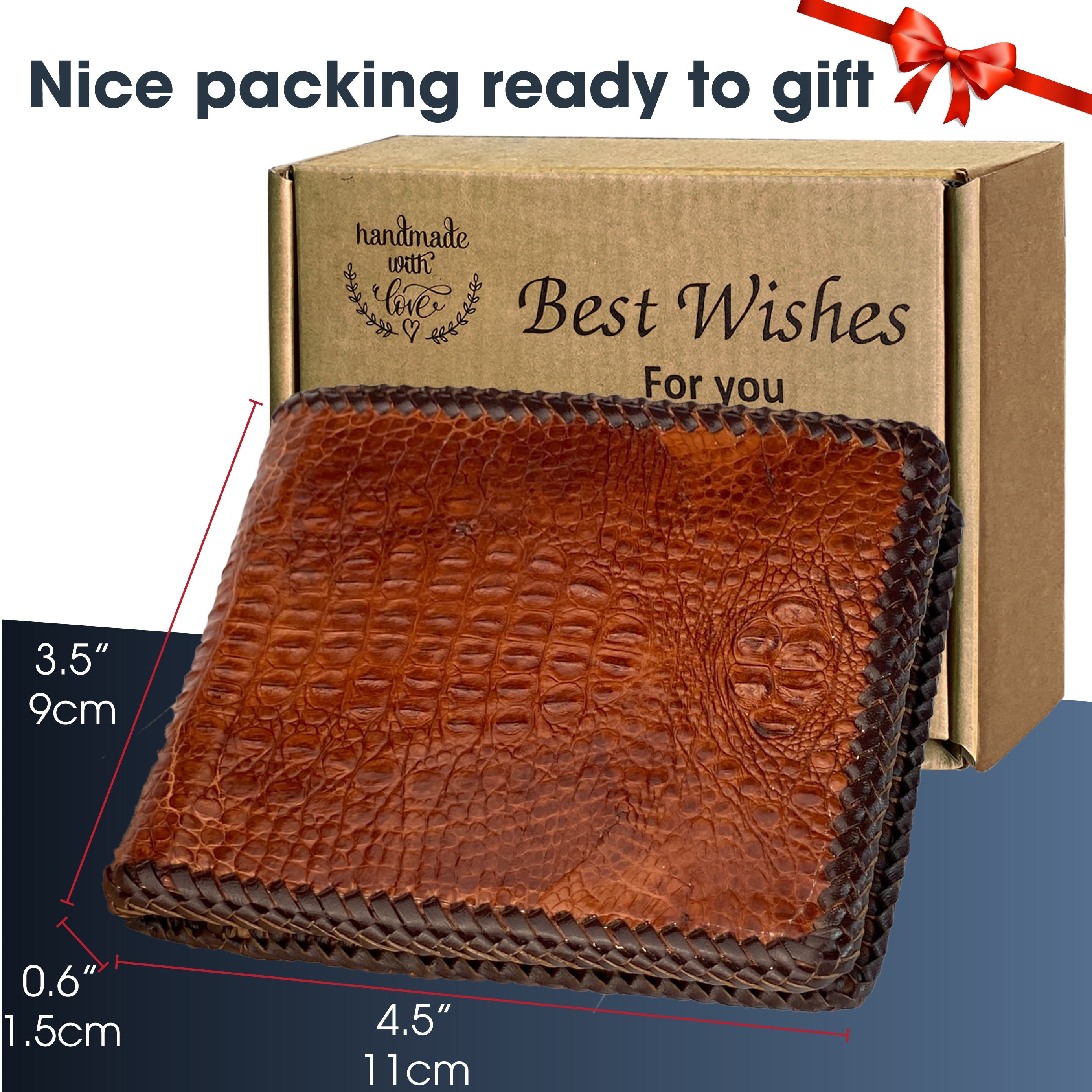 Brown Hornback Alligator Leather Bifold Wallet Knitting Edge | VINAM-01 - Vinacreations