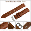 Brown Ostrich Leather Watch Strap Quick Release Replacement Wrist Watch Band - Vinacreations