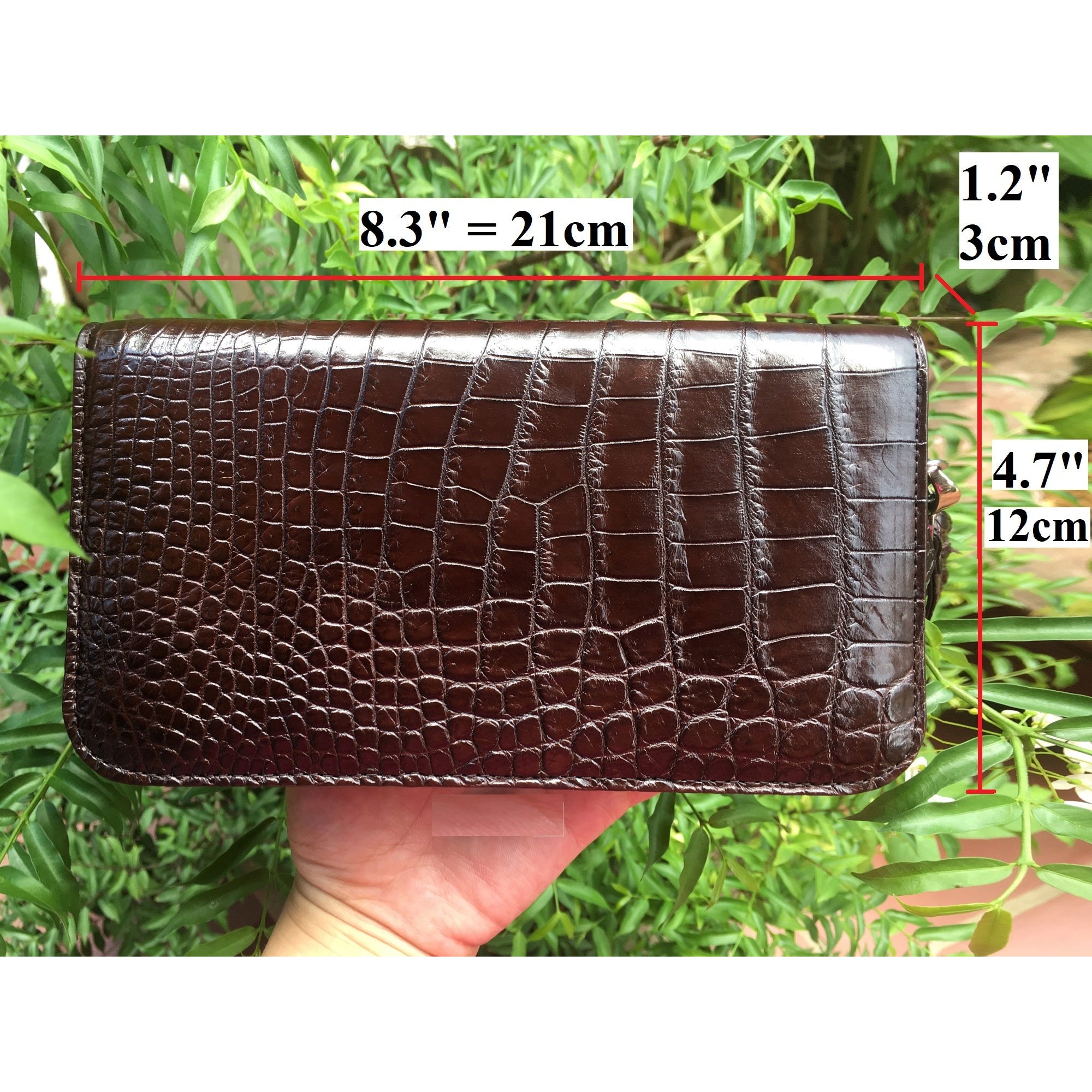 Brown Women's Long Purse Wallet Alligator Leather Clutch Large Capacity Luxury Ladies Crocodile Wristlet Organizer RFID Blocking Wallet VINU-07 - Vinacreations