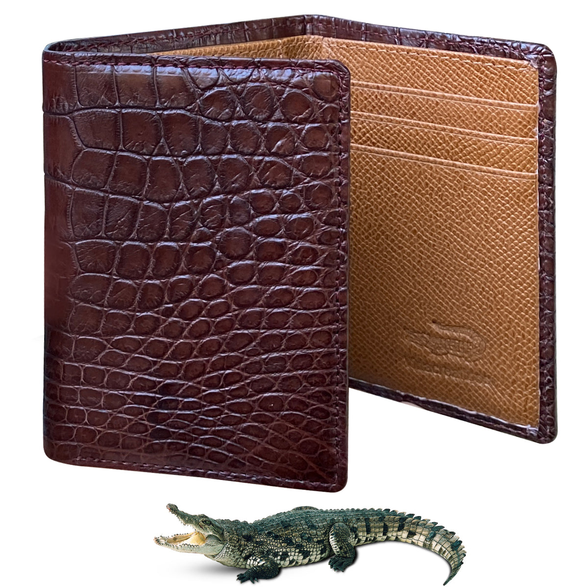 Handmade Real Alligator Crocodile Leather Trifold Wallet Vinacreations