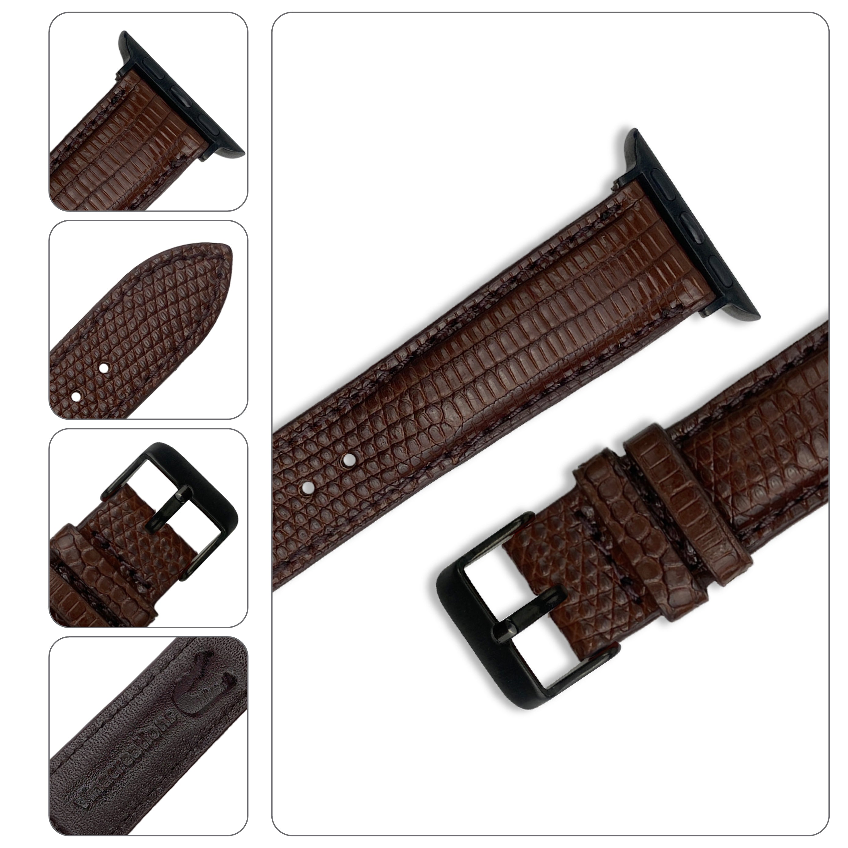 Brown Lizard Leather Strap for Apple Watch