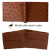 Brown Handmade Double Side Ostrich Leather Bifold Wallet for Men