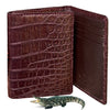 Brown Alligator Leather Trifold Wallet RFID Blocking | TRI33