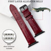 Burgundy Alligator Leather Watch Band Crocodile Strap Compatible with Apple Watch IWatch Series 7 6 5 4 3 2 1 SE | AW-70 - Vinacreations