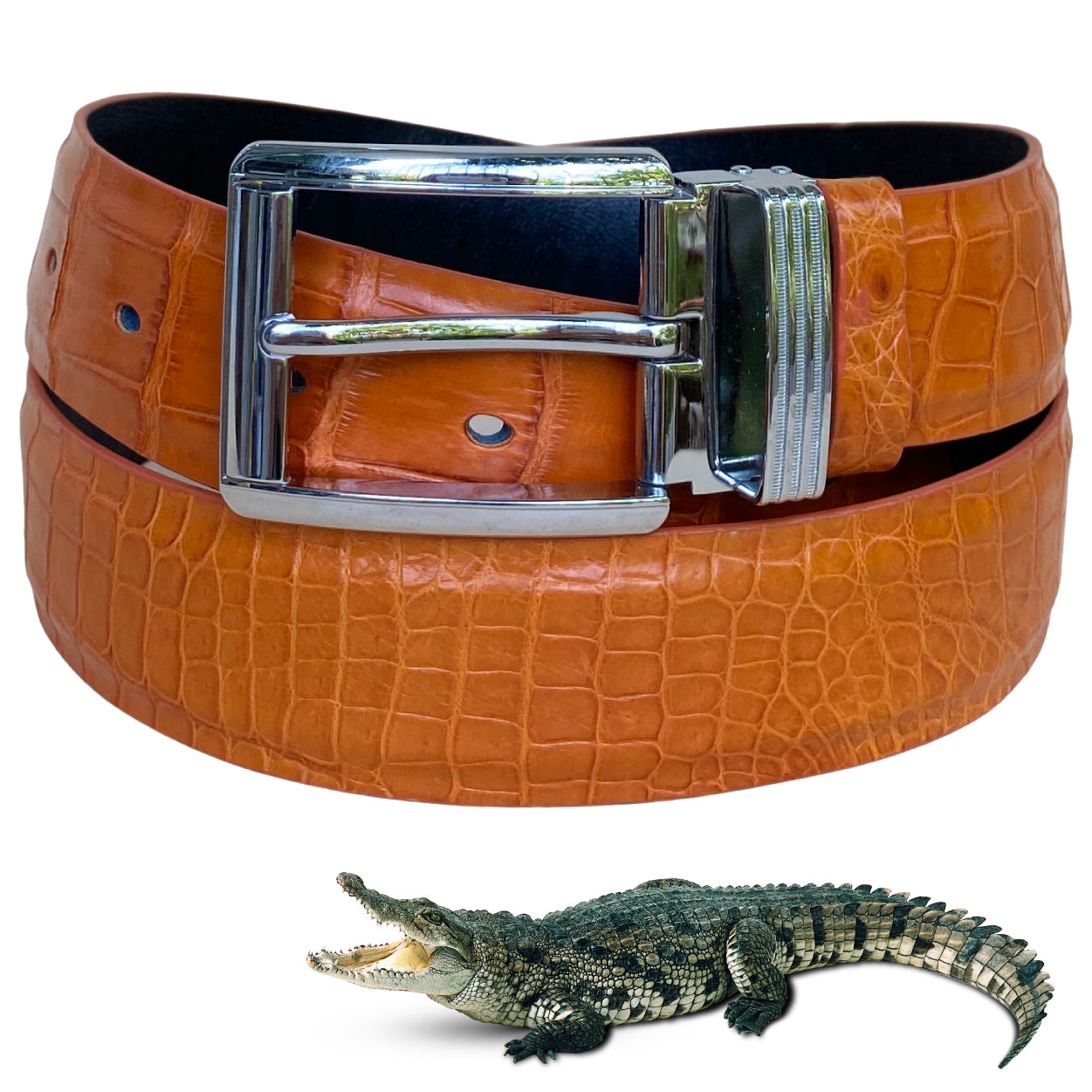 Premium Tan Alligator Belt Men's - Pin Buckle