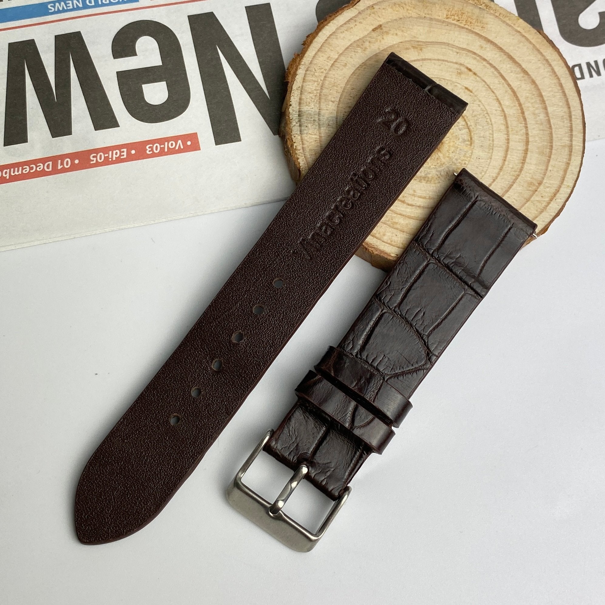 Dark Brown Alligator Leather Watch Bands For Men | Crocodile Quick Release Replacement Wristwatch Strap | DH-11 - Vinacreations