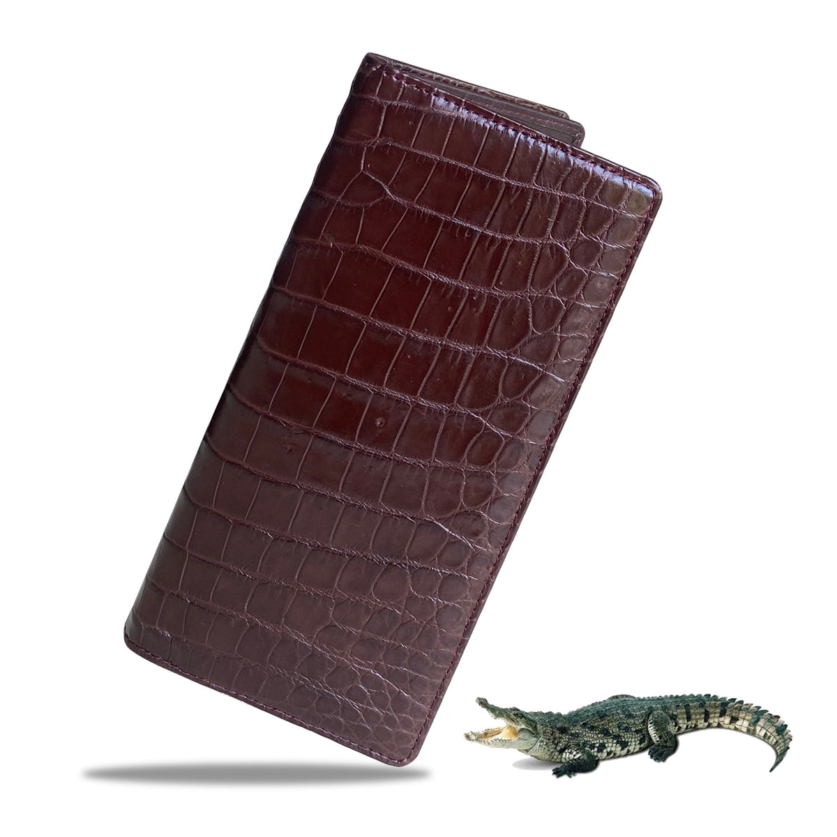 Classic Genuine Alligator Long Wallet Crocodile Secretary Billfold ...