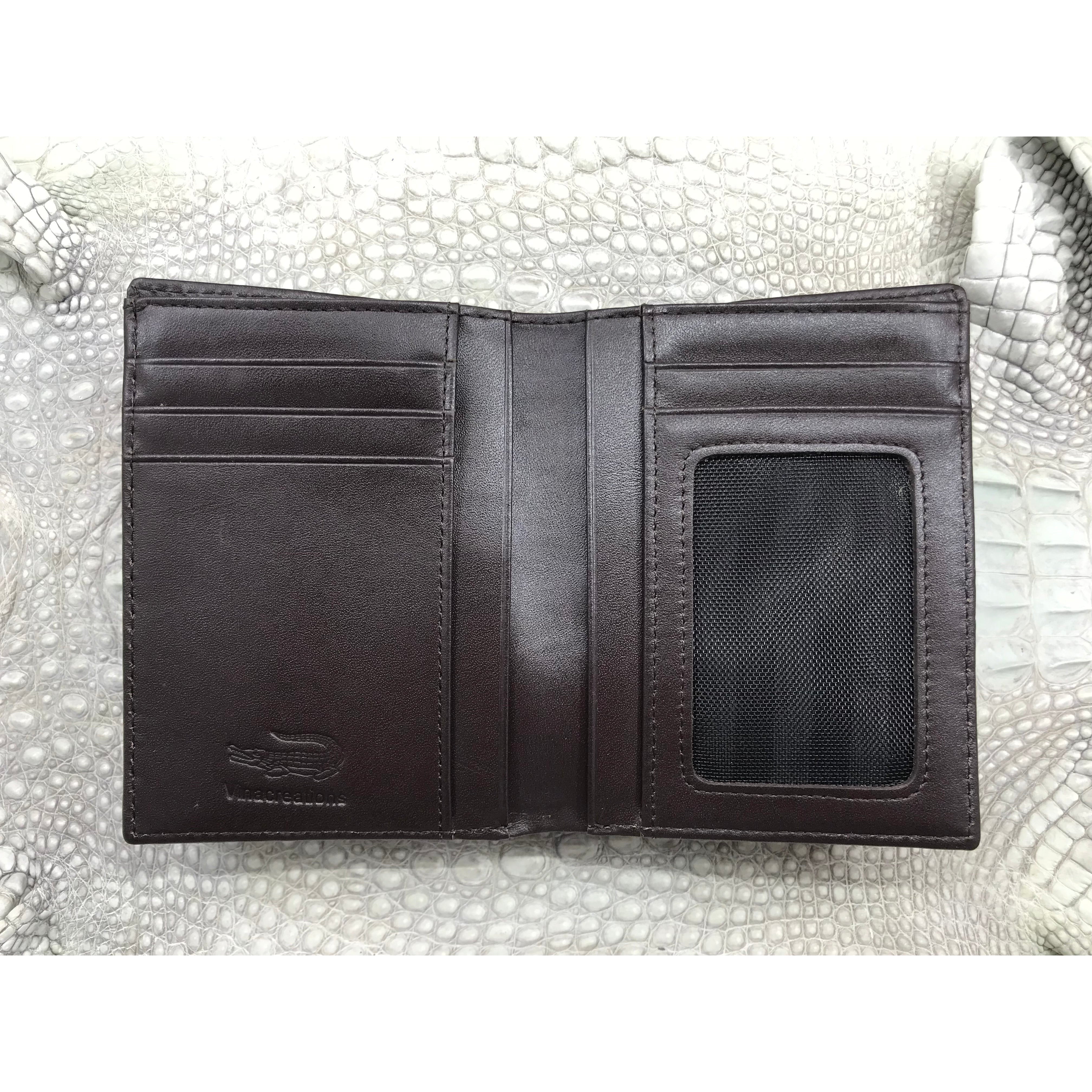 Dark Brown Alligator Skin Bifold Vertical Wallet For Men | Handmade Crocodile Leather Wallet RFID Blocking | VL5685 - Vinacreations