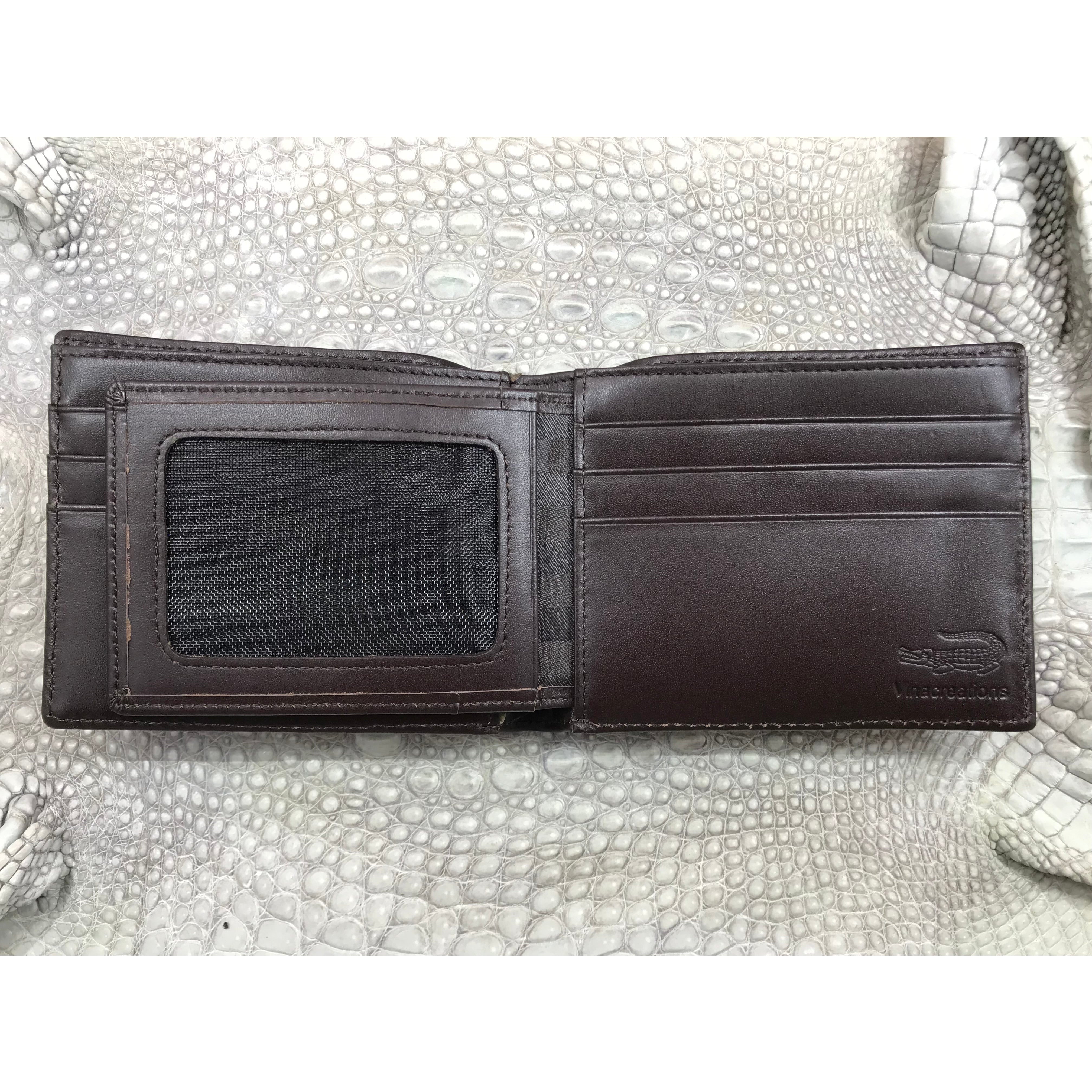 Dark Brown Alligator Skin Bifold Wallet For Men | Handmade Crocodile Leather Wallet RFID Blocking | VL5705 - Vinacreations