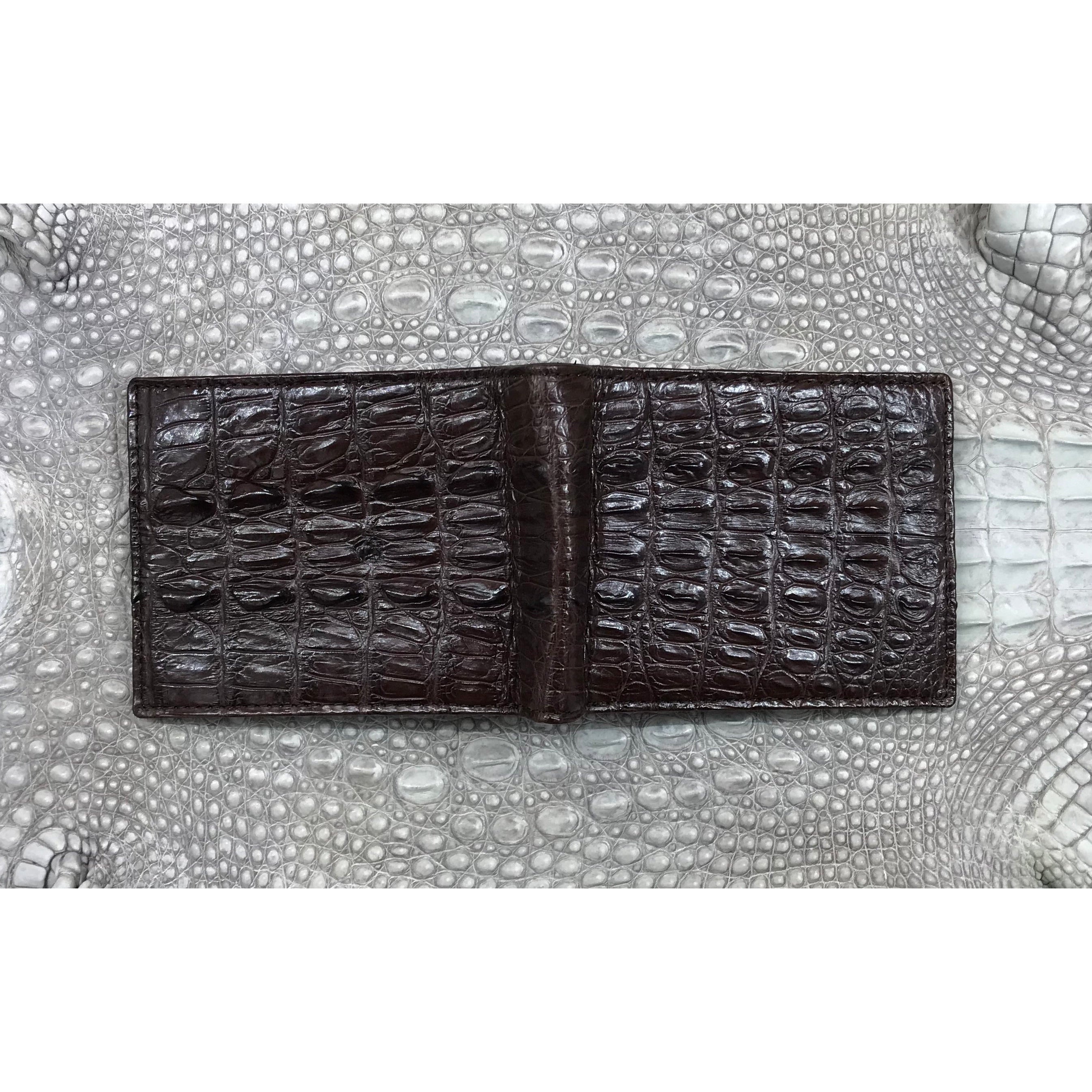 Dark Brown Alligator Skin Bifold Wallet For Men | Handmade Crocodile Leather Wallet RFID Blocking | VL5710 - Vinacreations