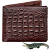 Load image into Gallery viewer, Dark Brown Double Side Alligator Hornback Leather Bifold Wallet For Men | Handmade Crocodile Wallet RFID Blocking | VINAM-100 - Vinacreations