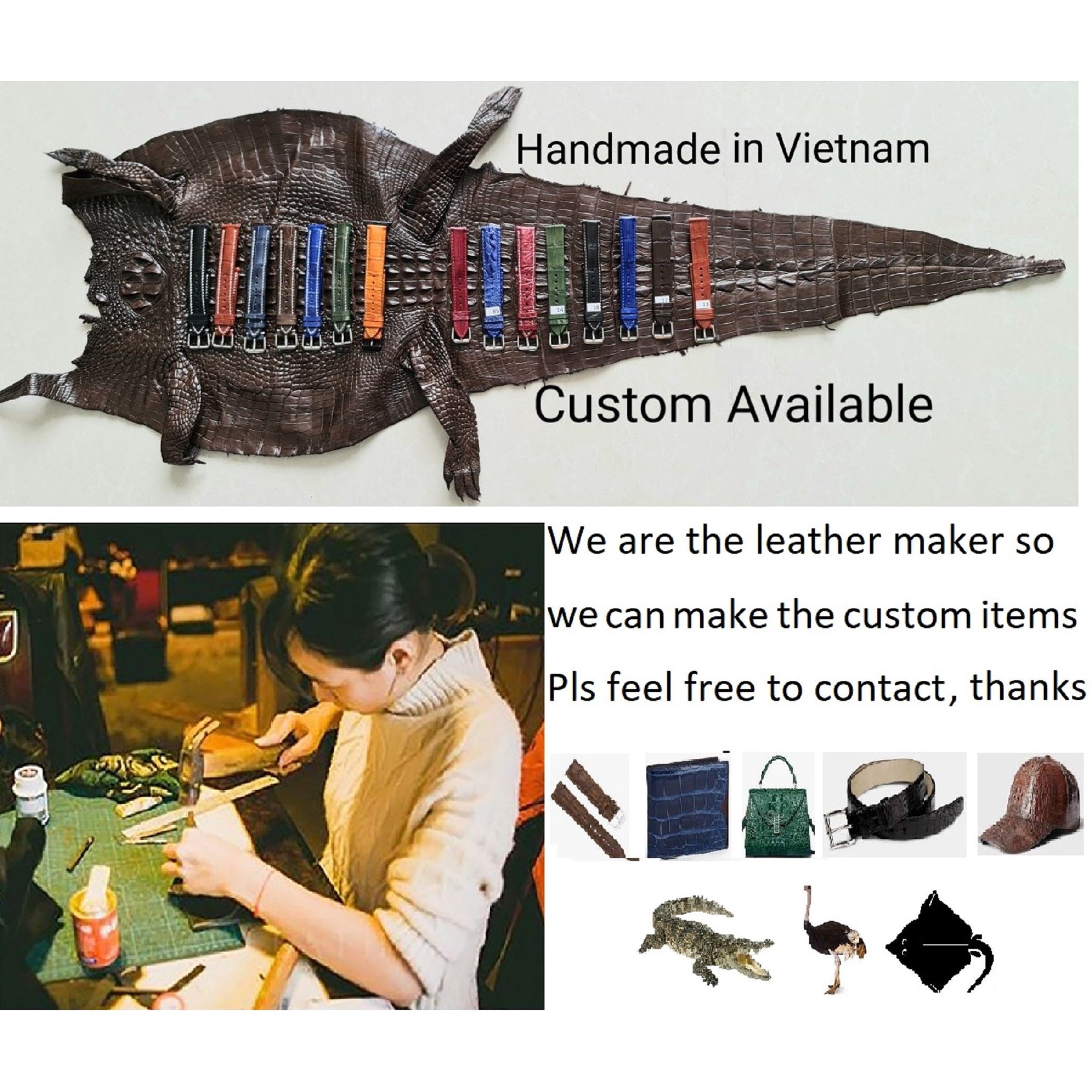 Dark Brown Handcrafted Alligator Hornback Leather Watch Band | Crocodile Skin Alligator Watch Strap | DH-84 - Vinacreations