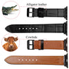 Slim Black Alligator Apple Leather Watch Band