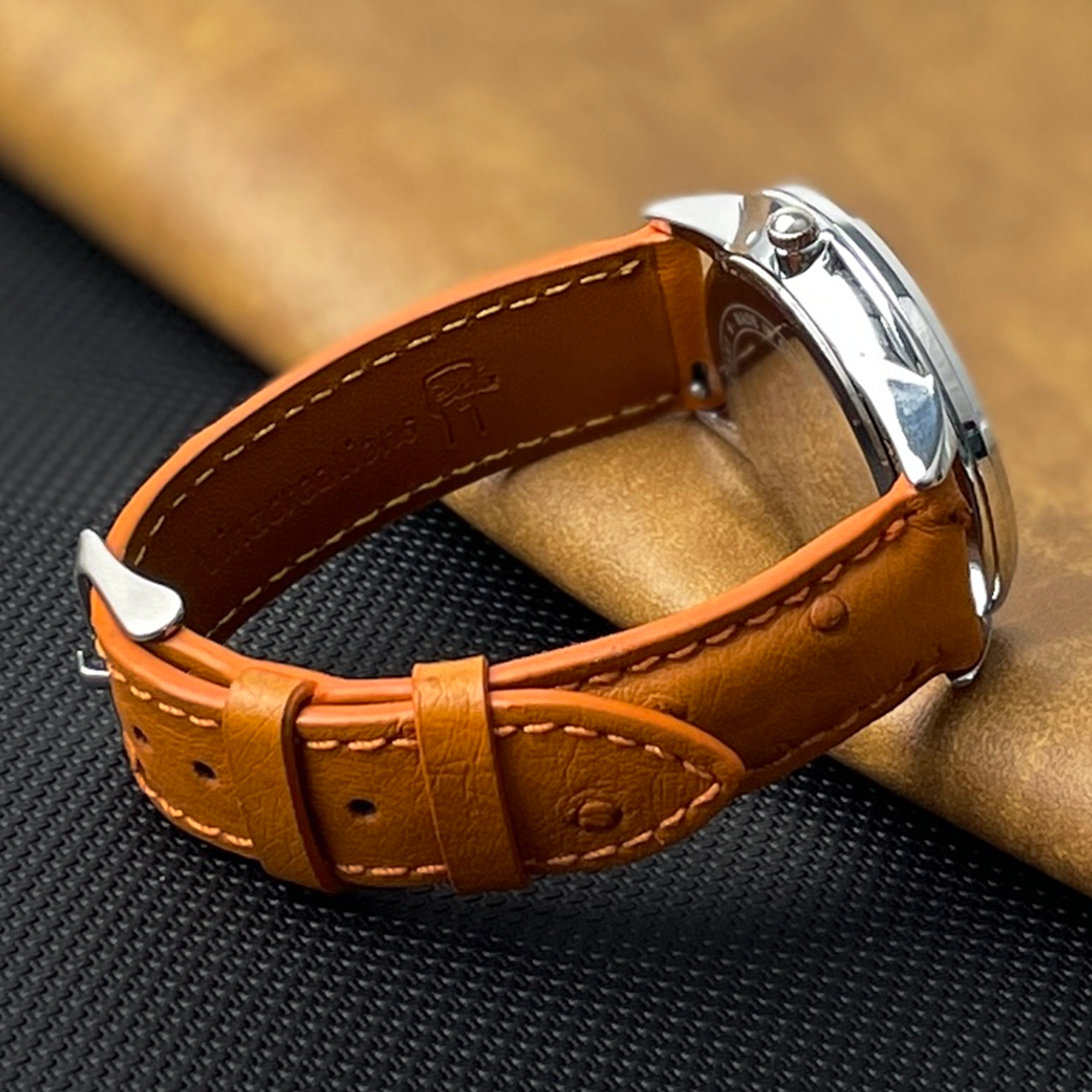 Tan Ostrich Leather Watch Strap Quick Release Replacement