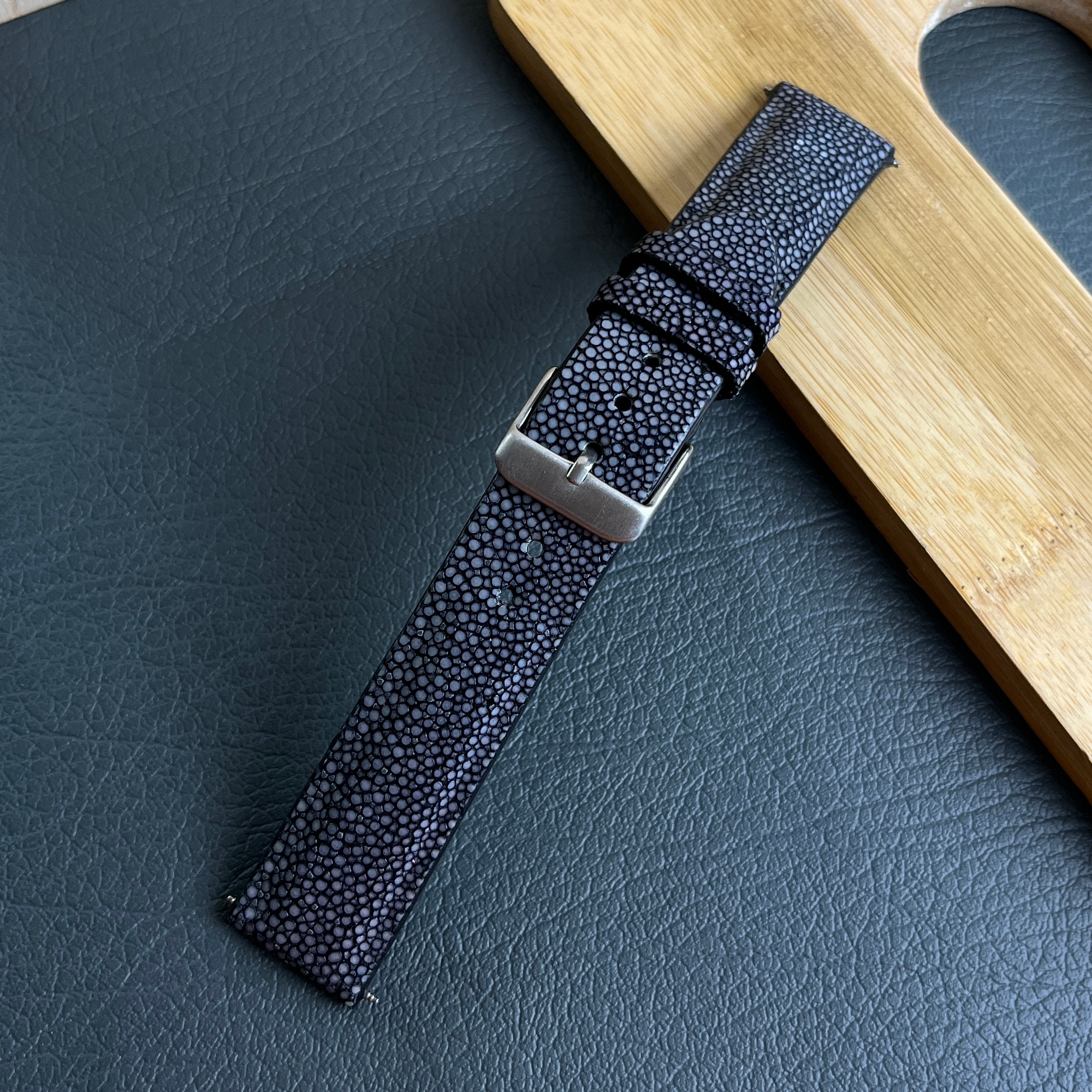 Genuine Black Stingray Leather Watch Band