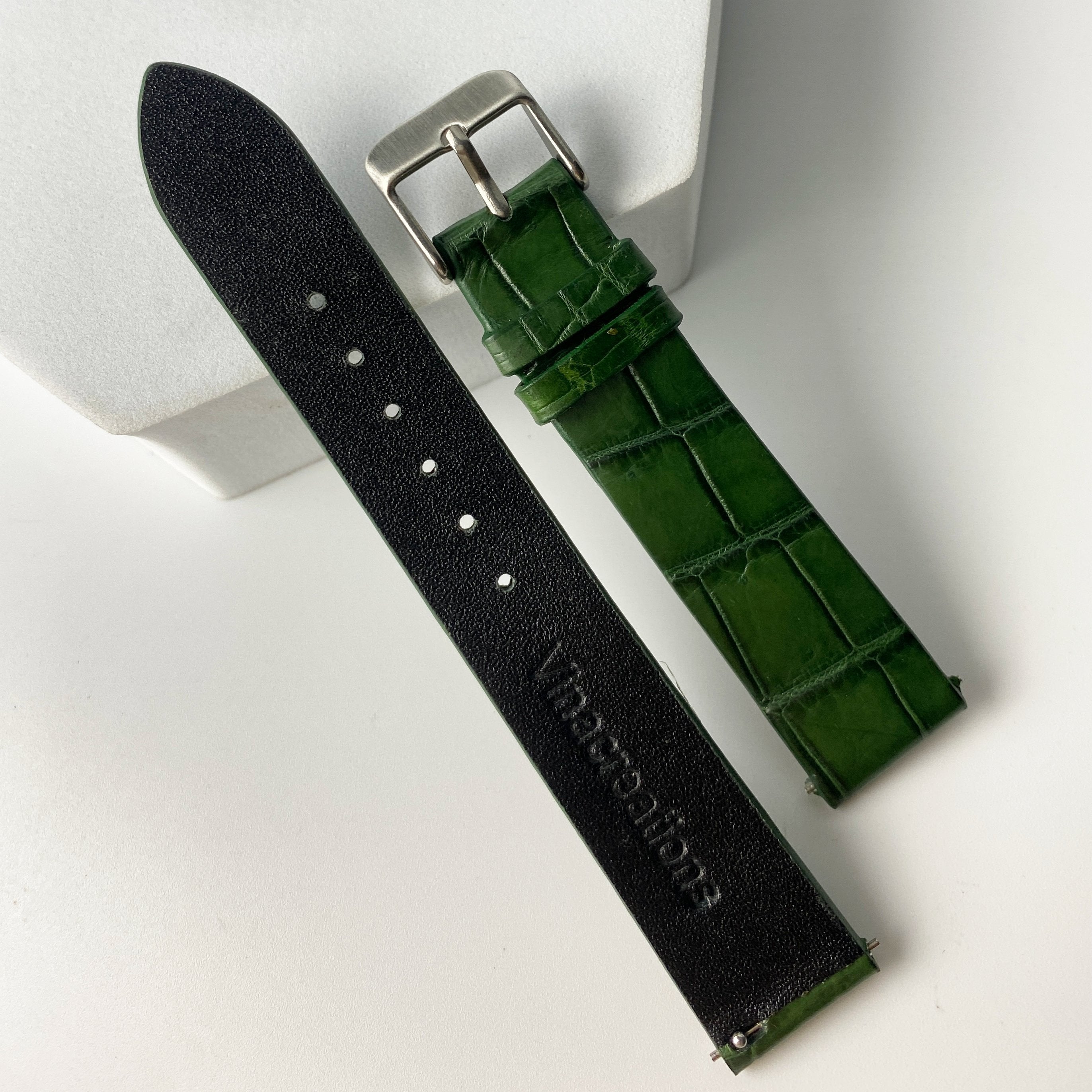 Green Alligator Leather Watch Band For Men | Premium Crocodile Quick Release Replacement Wristwatch Strap | DH-14 - Vinacreations