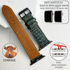 Green Flat Alligator Leather Watch Band Compatible with Apple Watch IWatch Series 8 7 6 5 4 3 2 1 SE | AW-28 - Vinacreations