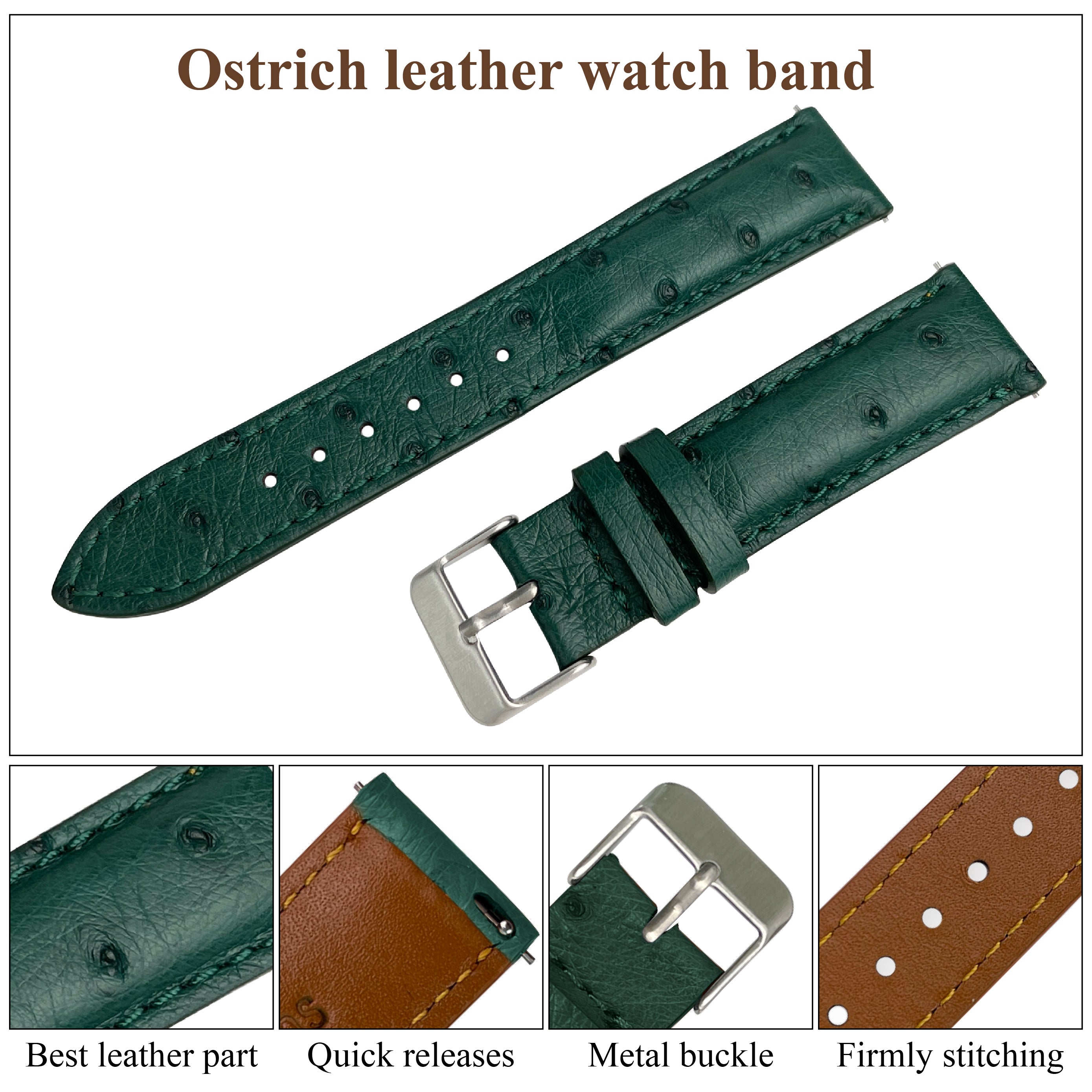Bracelet montre MiLTAT cuir de veau véritable marron foncé 20mm, 21mm Bracelet montre MiLTAT cuir de veau véritable marron foncé 20mm, 21mm