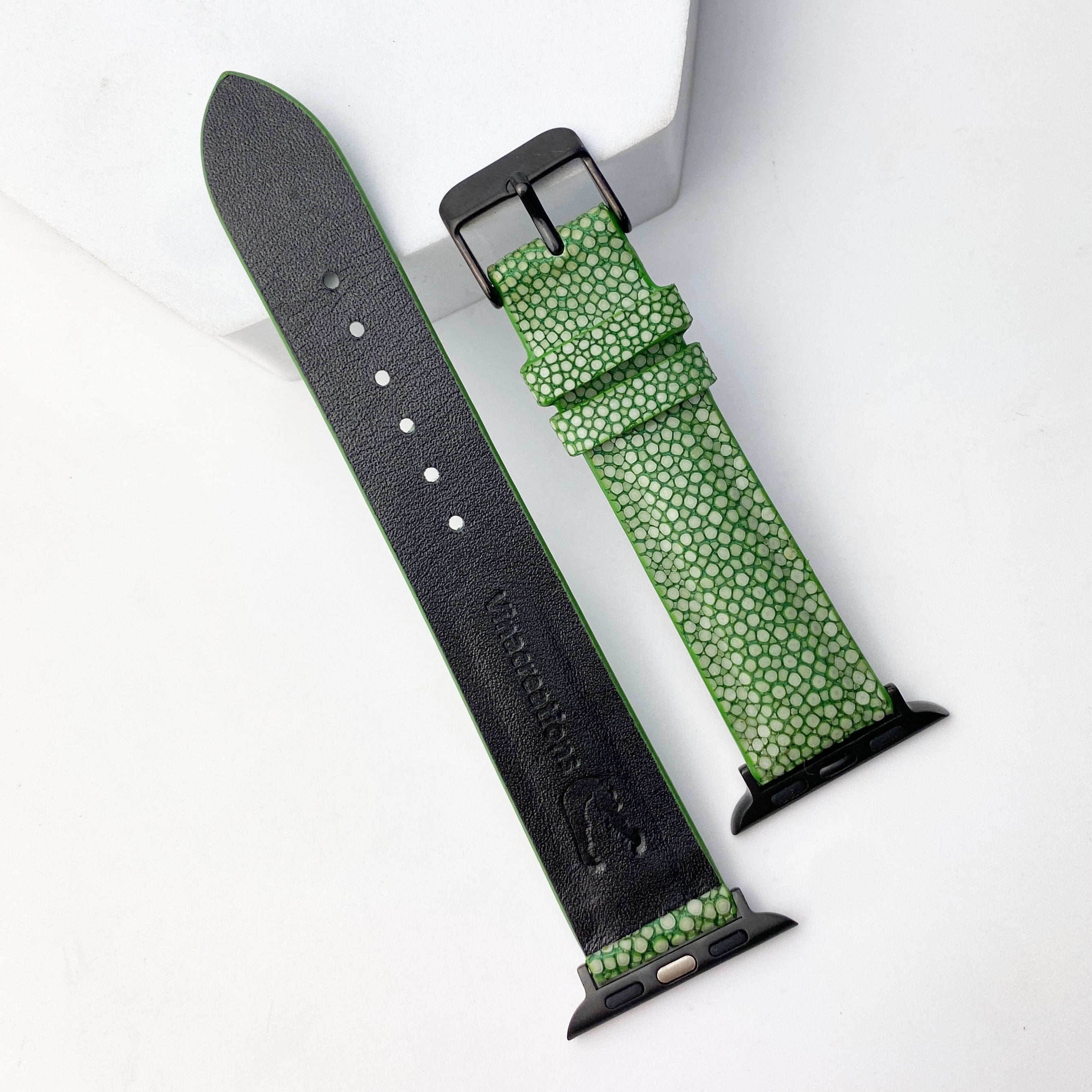 Green Stingray Leather Watch Band Compatible with Apple Watch IWatch Series 7 6 5 4 3 2 1 | AW-68 - Vinacreations