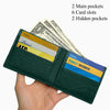 Load image into Gallery viewer, Green Handmade Double Side Ostrich Leather Bifold Wallet for Men