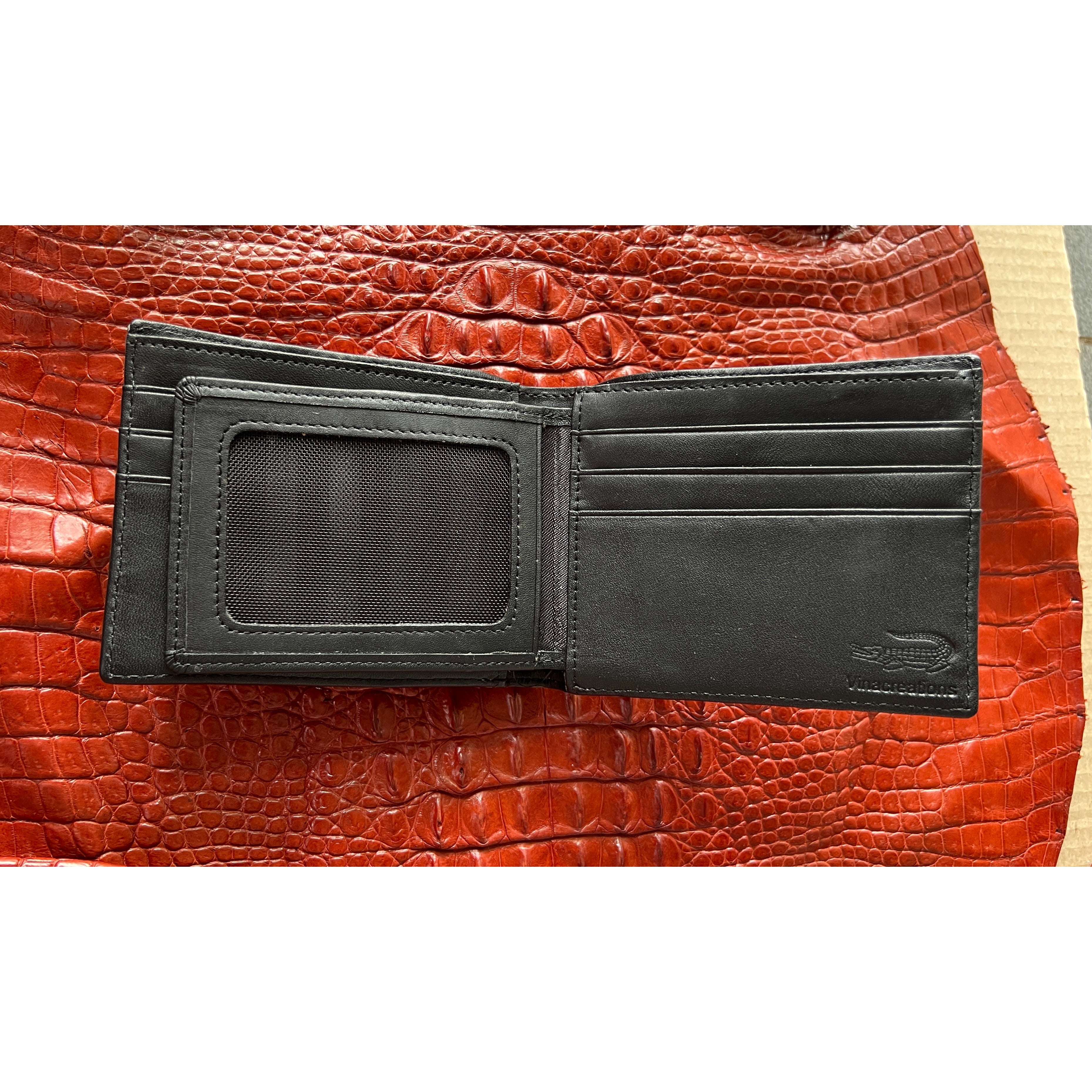 Grey Alligator Skin Bifold Wallet For Men | Handmade Crocodile Leather Wallet RFID Blocking | VL2083 - Vinacreations