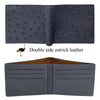 Grey Handmade Double Side Ostrich Leather Bifold Wallet for Men