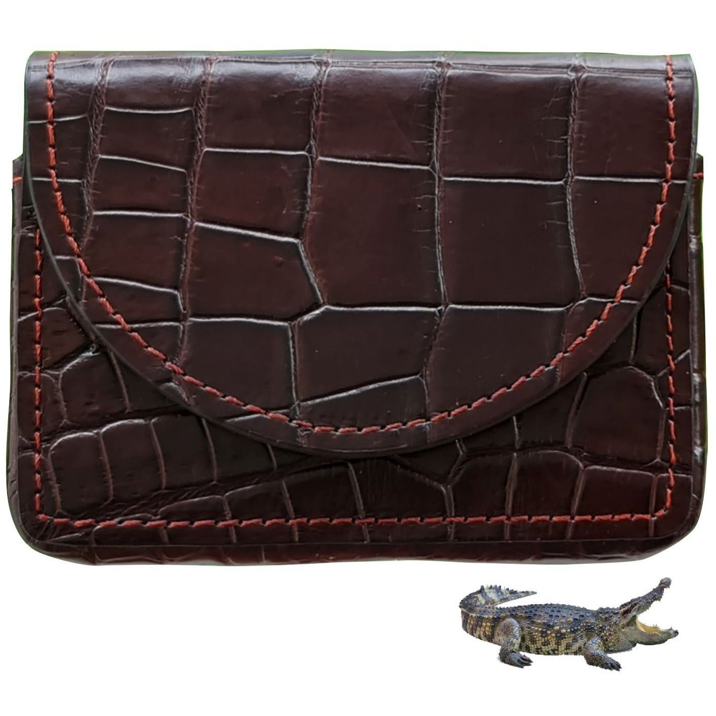 BLACK DOUBLE SIDE Alligator Crocodile Leather Credit Card Holder