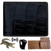 Hand-stitched Black Alligator Leather Bifold Wallet | RFID Blocking | Coin Pocket | VINAM-94 - Vinacreations