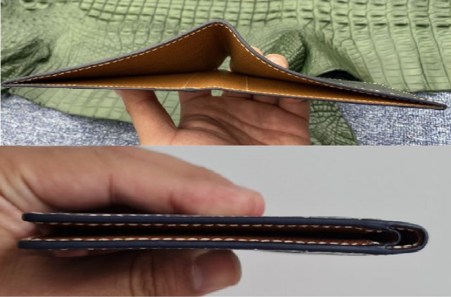 Hand Stitching Alligator Leather Bifold Wallet - Vinacreations