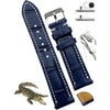 Load image into Gallery viewer, Hand Stitching Navy Blue Alligator Leather Watch Band For Men | Handmade Crocodile Quick Release Replacement Wristwatch Strap | DH-156 - Vinacreations