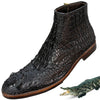 Handcrafted Black Alligator Leather Chelsea Boot For Men | Mens Croc Skin Wedding Shoes| SH11B42 - Vinacreations