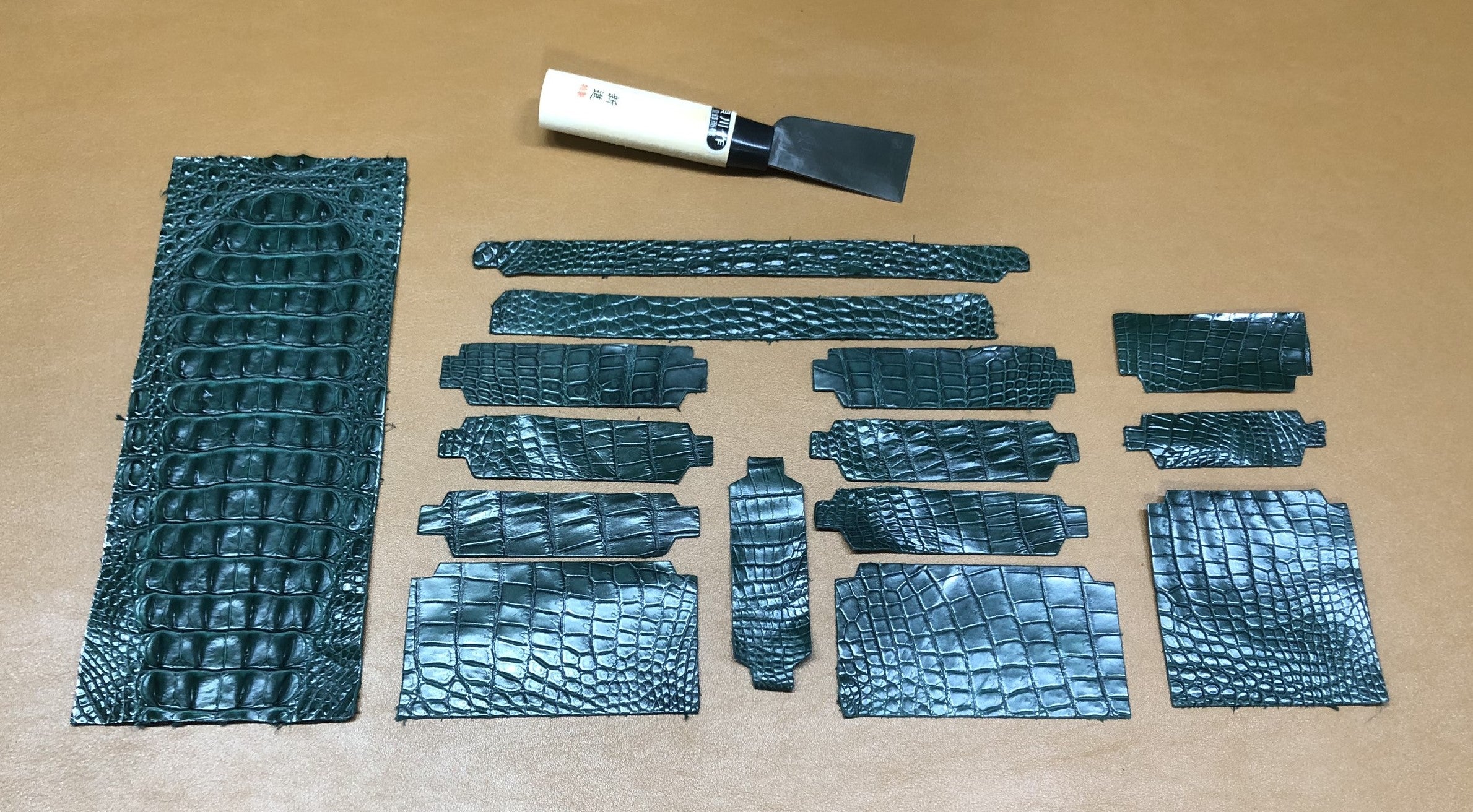 Green Alligator Tail Leather Bifold Wallet For Men | Handmade Crocodile Wallet RFID Blocking | VINAM-111