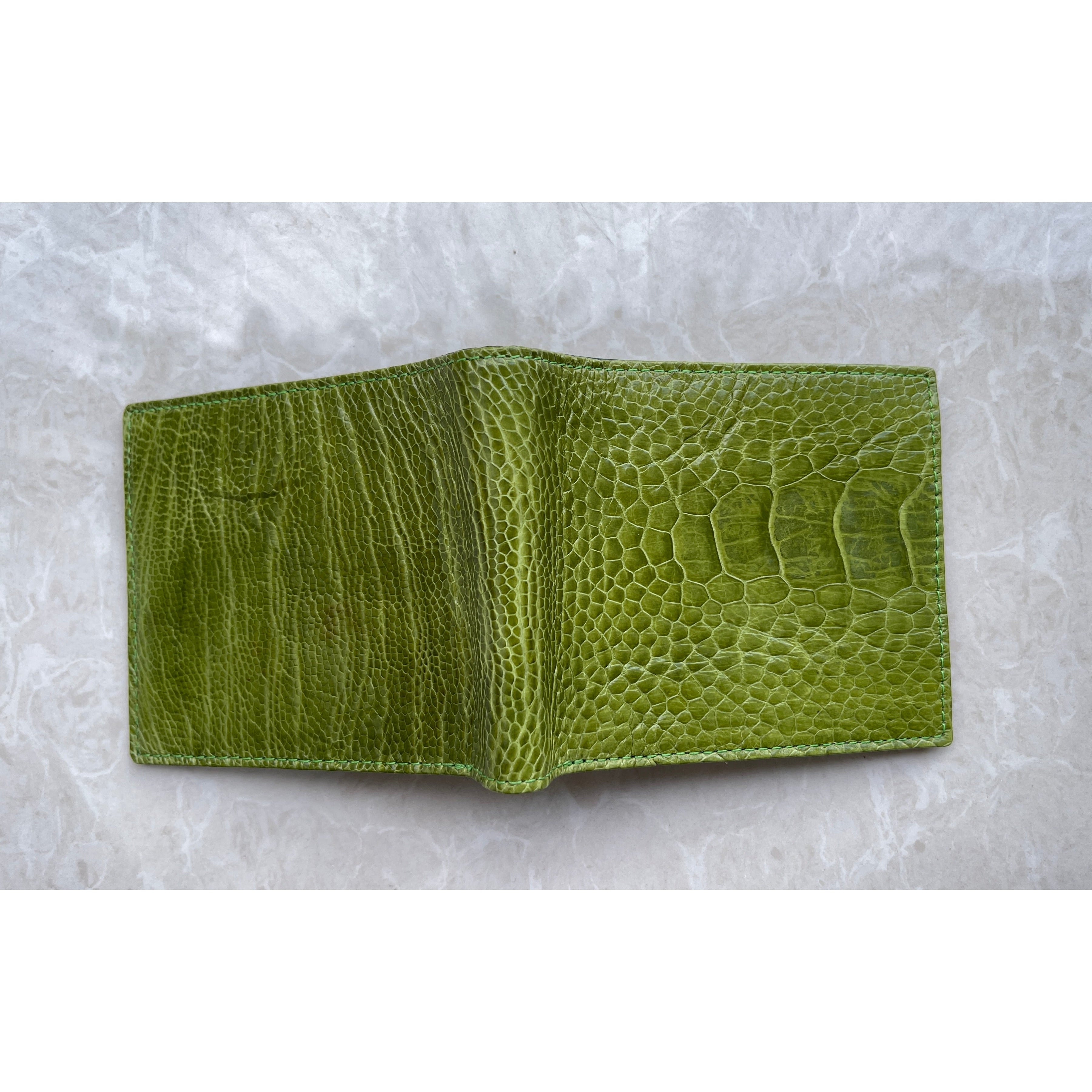 Handmade Green Ostrich Bifold Wallet for Men RFID Blocking | VINAM-97 - Vinacreations