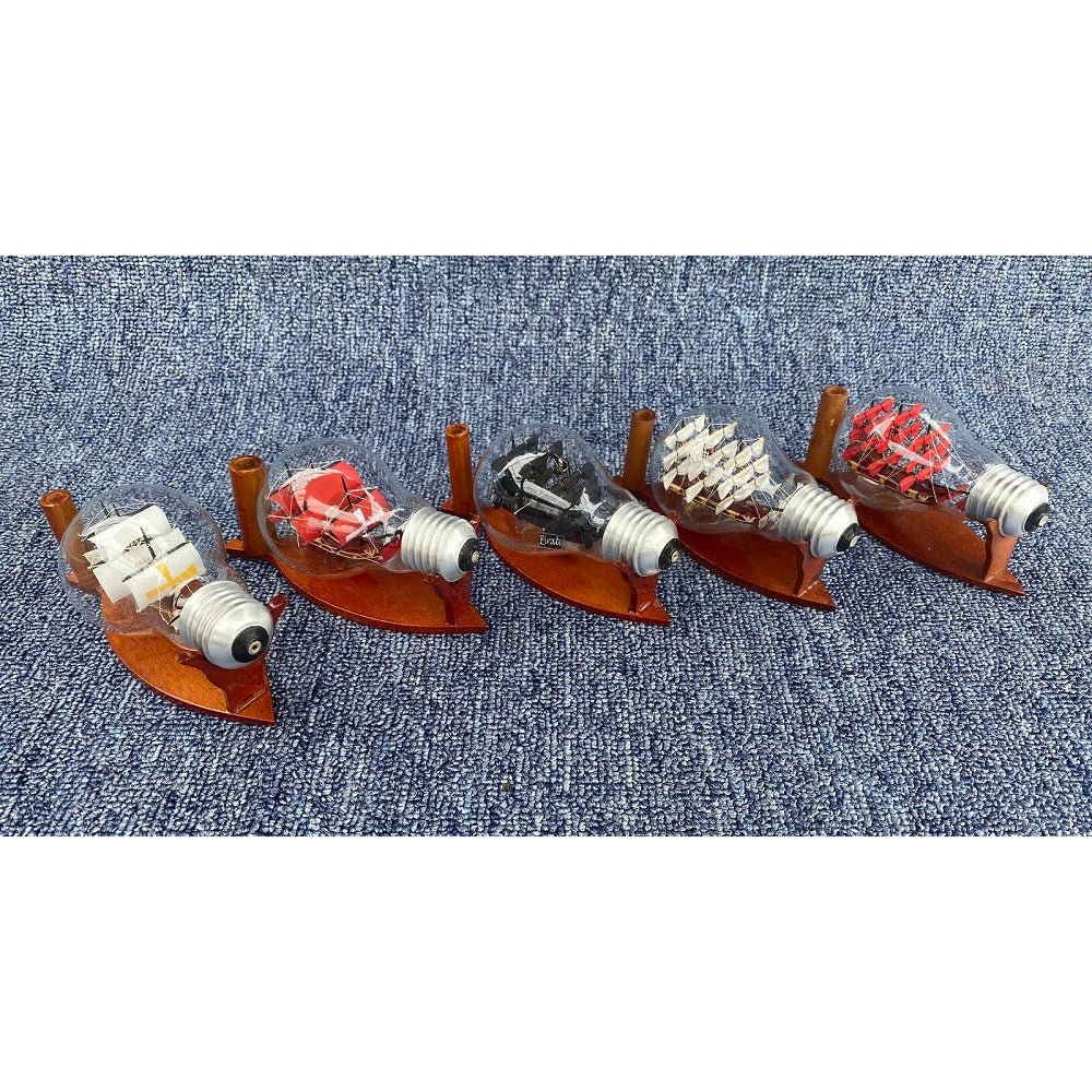 HMS Victory Ship Handmade Ship In Bottle Nautical Style With Red Sail - Vinacreations