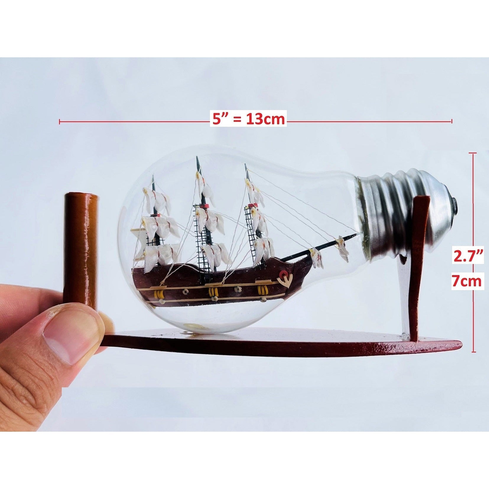 HMS Victory Ship Handmade Ship In Bottle Nautical Style With White Sail - Vinacreations