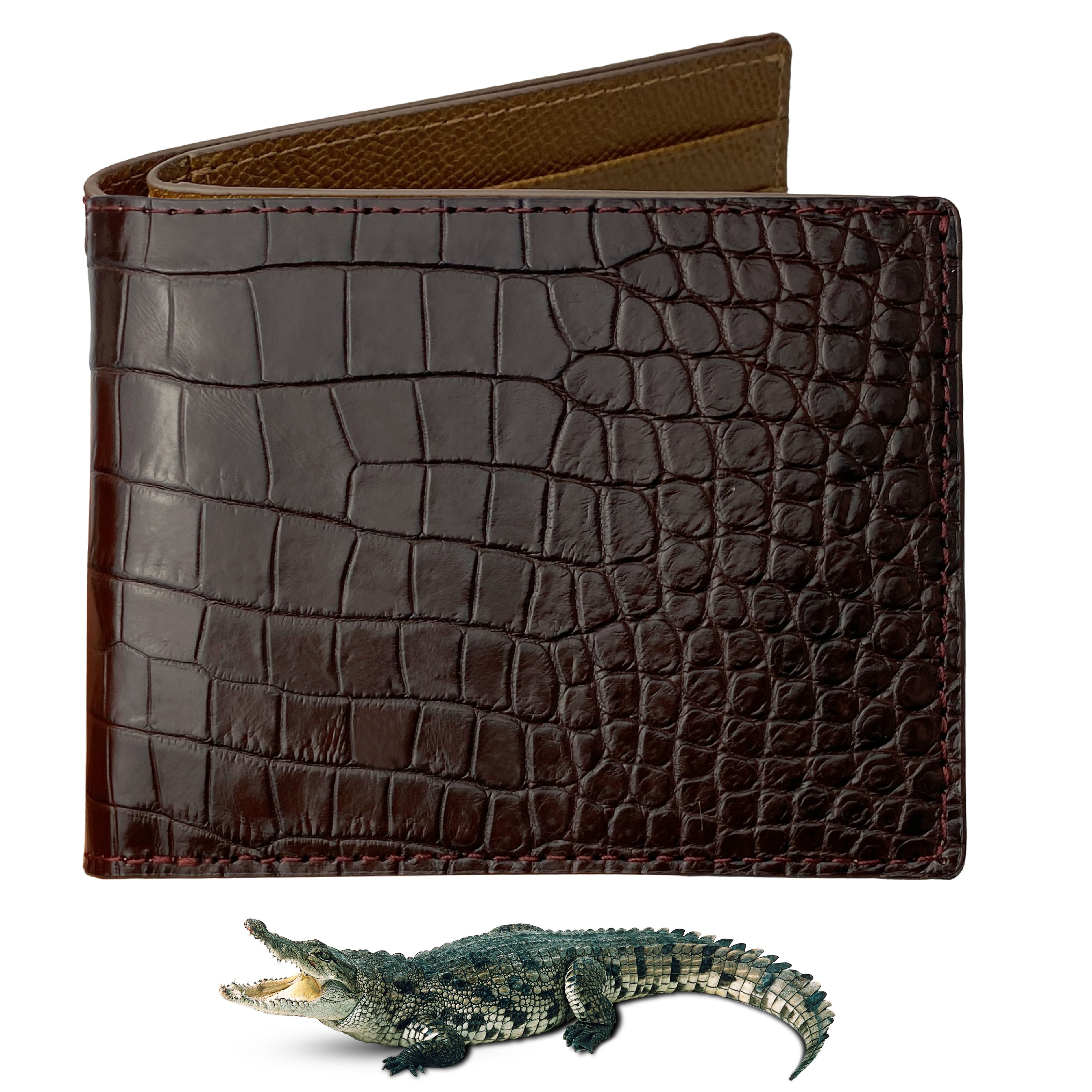 Husband Wallet From Wife Engraved Alligator Bifold Wallet Personalized Crocodile RFID Wallet Gift for Men - Vinacreations