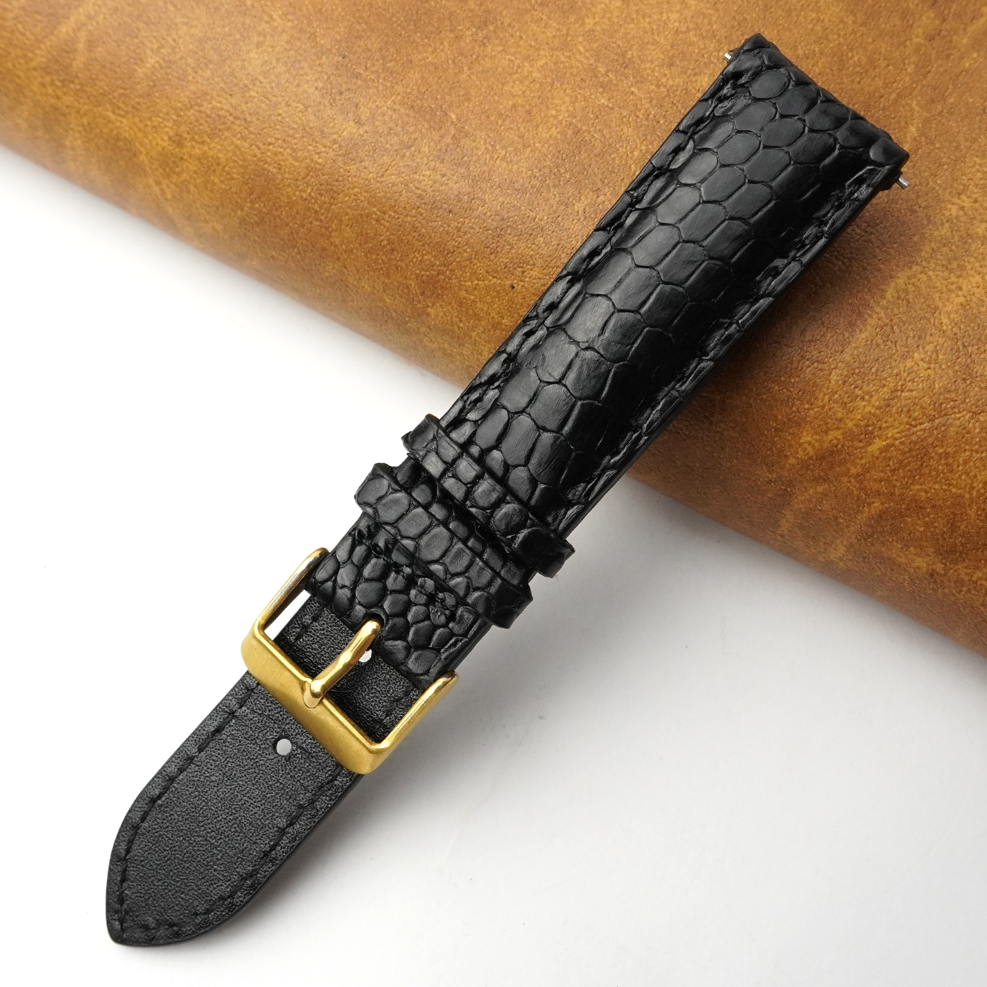 Black Lizard Leather Watch Strap DH-162