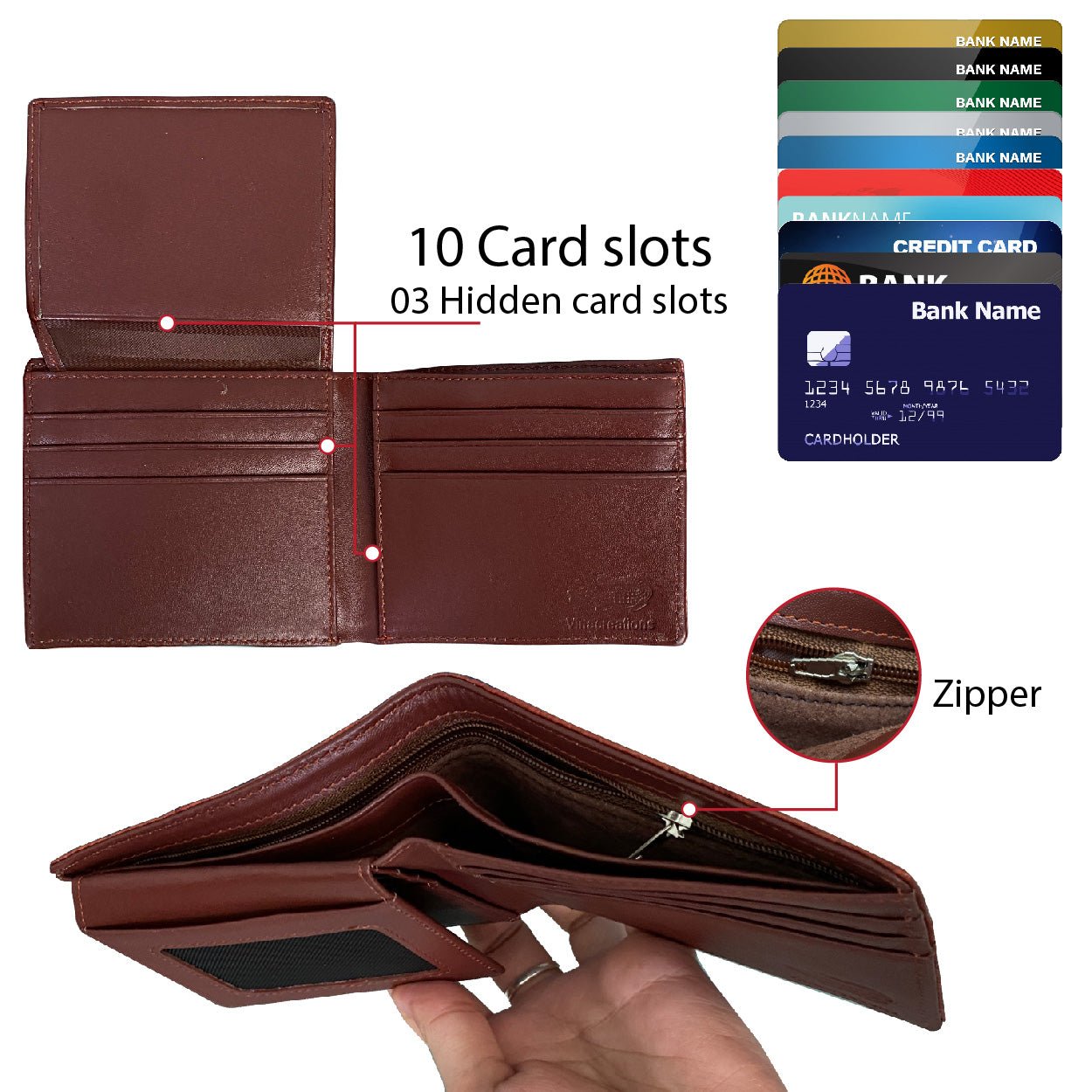 Light Brown Alligator Hornback Bifold Wallet RFID Blocking | VINAM-41 - Vinacreations