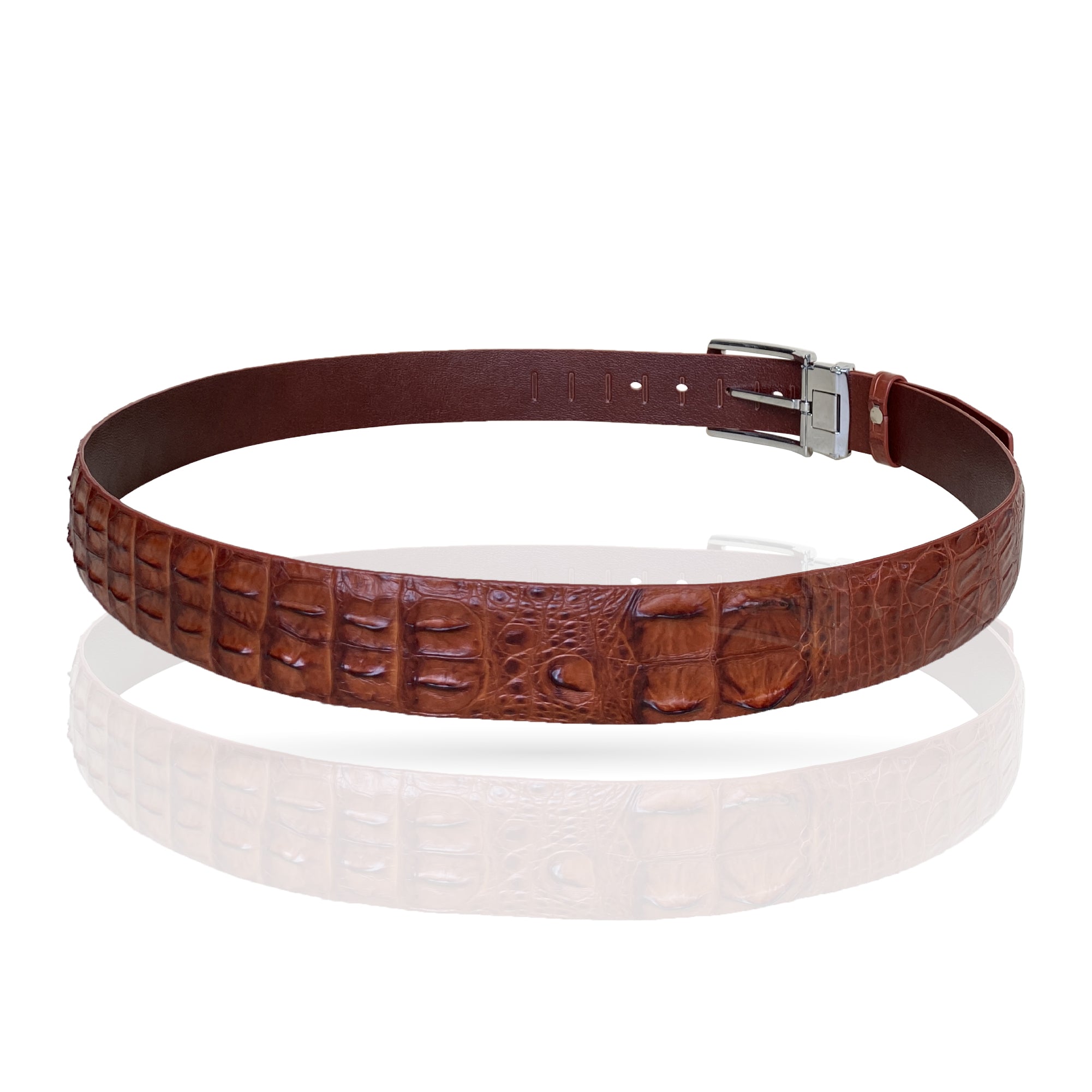 Light Brown Alligator HornBack Leather Belt For Men - Pin Buckle | BEHO66-PIN - Vinacreations