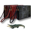 Light Brown Alligator Mens Big Wristlet Clutch Purse Business Bag Premium Crocodile Handbag RFID Blocking CLUT06 - Vinacreations
